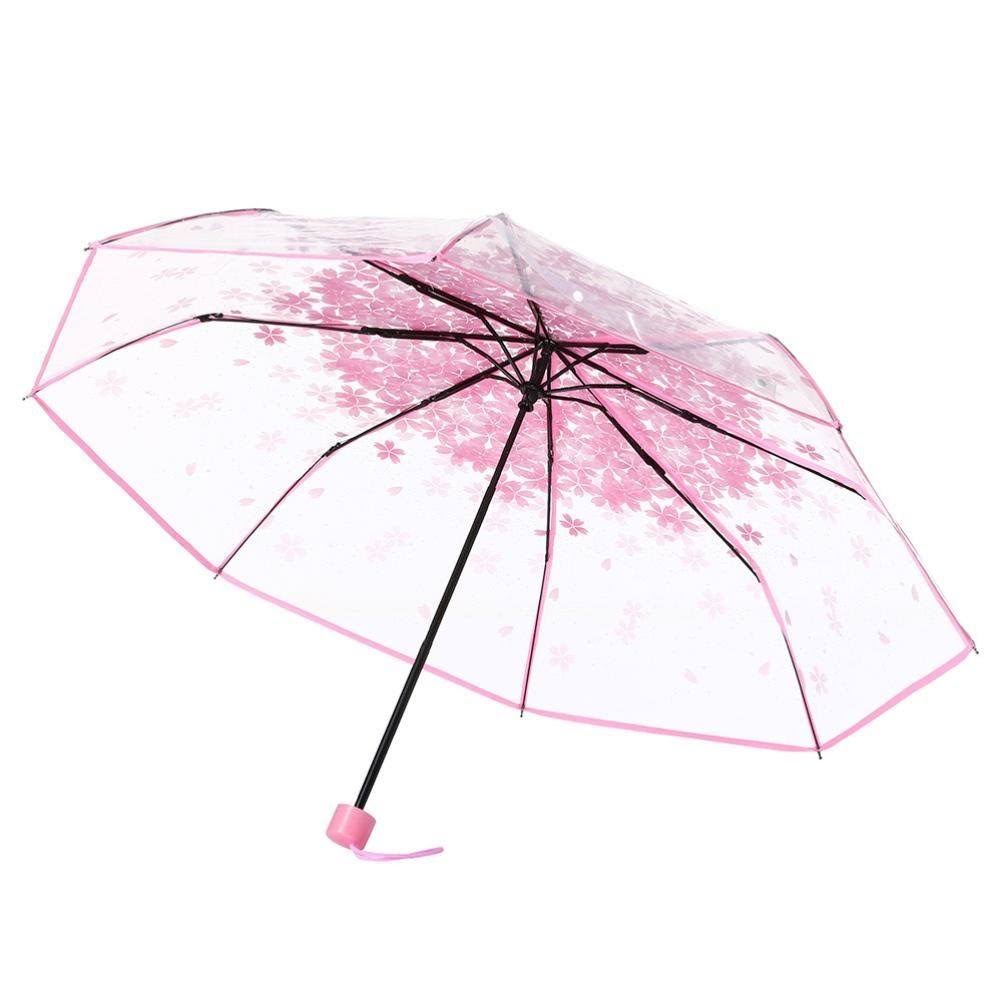 WerFamily Cherry Blossom Transparent Folding Travel Umbrella