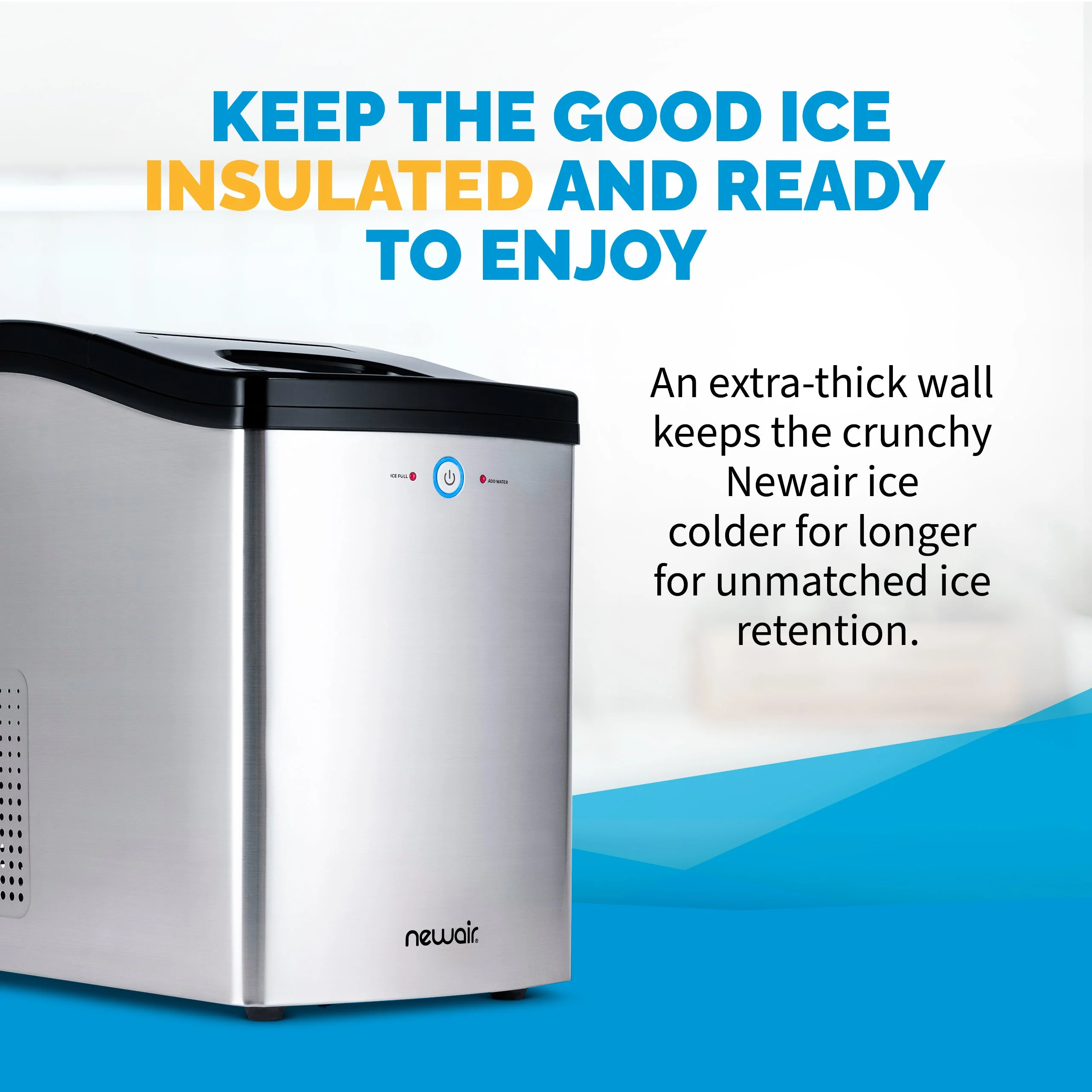Newair 45 lb. Nugget Countertop Ice Maker, Self - Cleaning, Silver