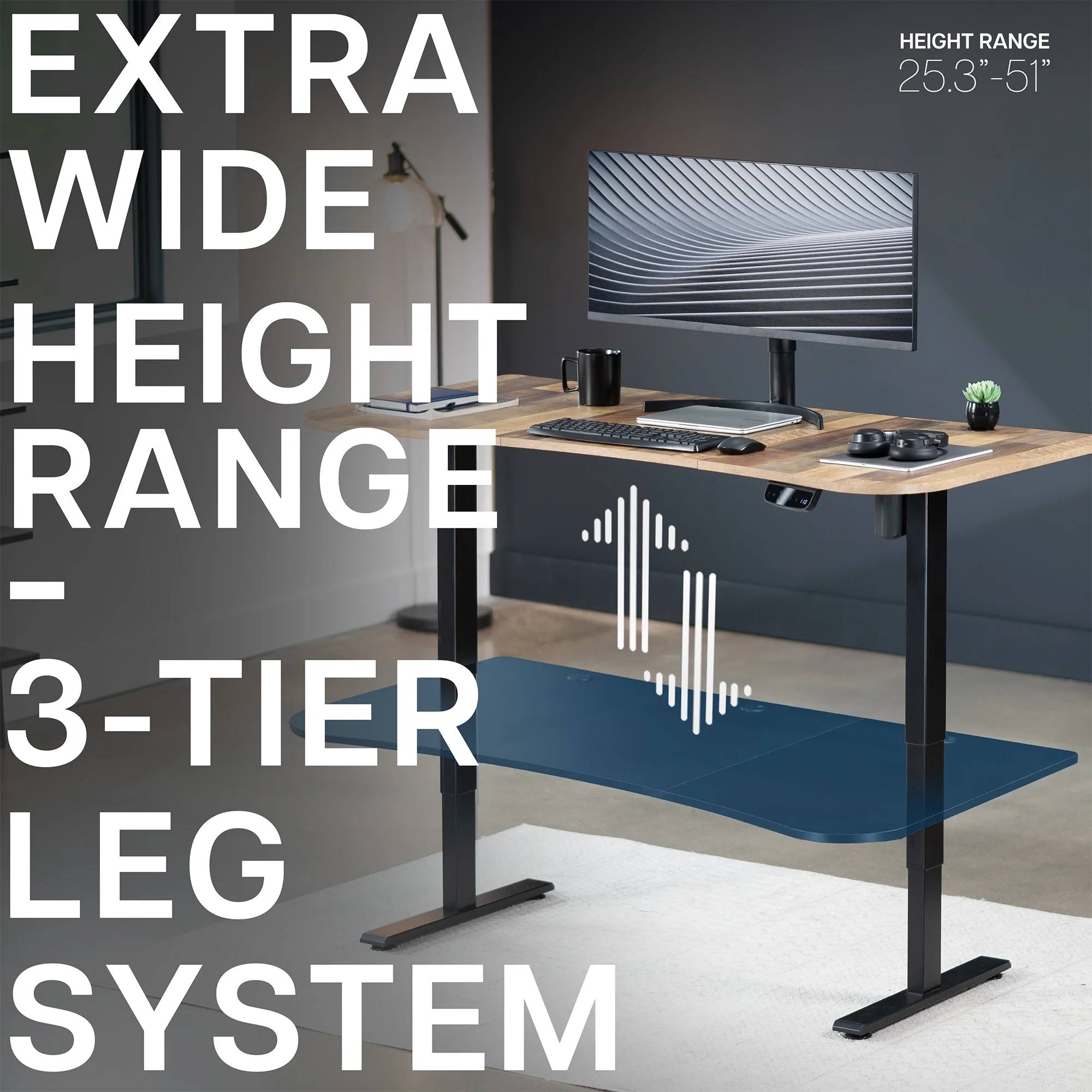 Reclaimed Wood / Black 63�?x 32�?Electric Height Adjustable Stand Up Desk(Reclaimed Wood/Black) - Image 8
