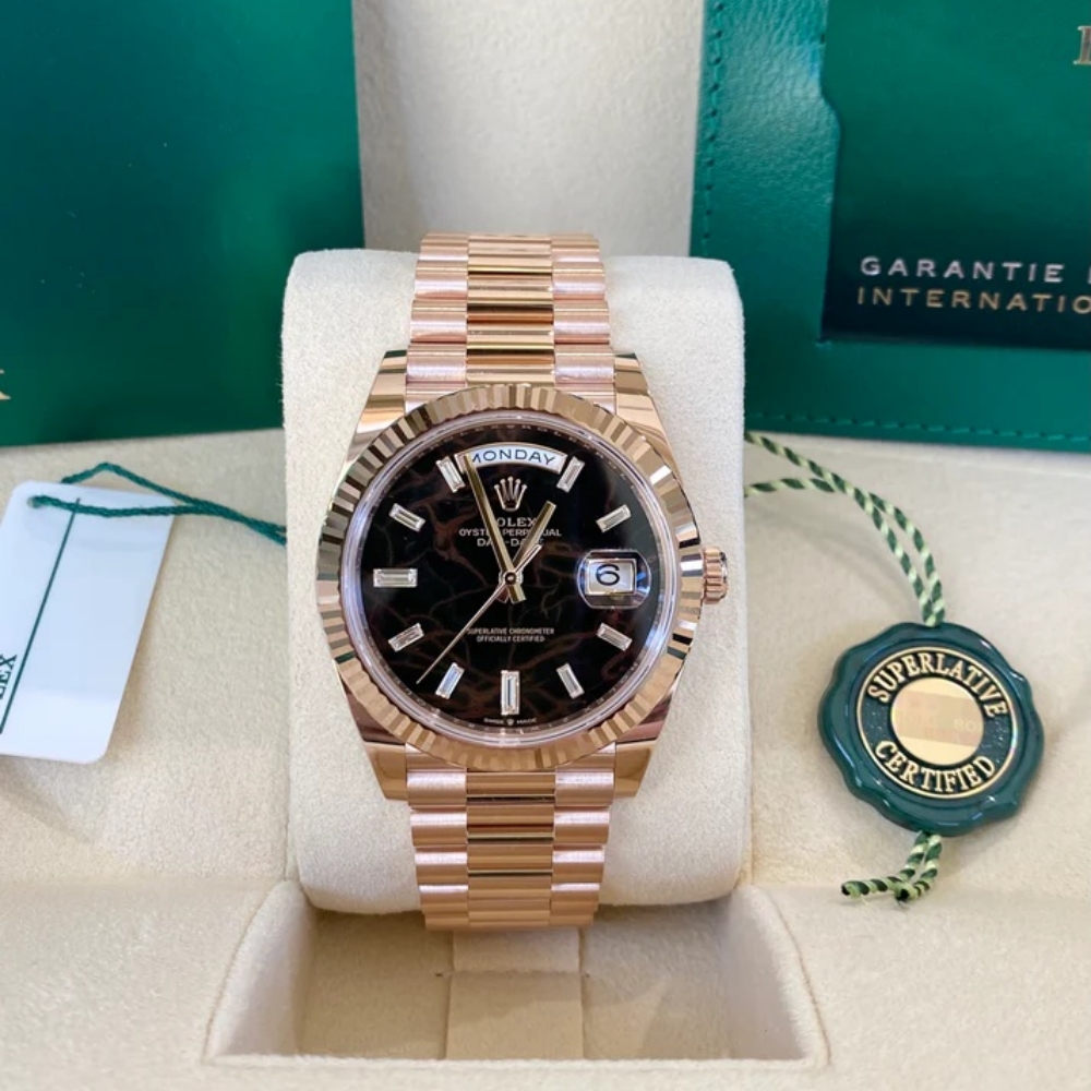 【Super Clone】RLX  Day-Date President 40mm Everose Eisenkiesel Diamond Baguette Dial - 228235
