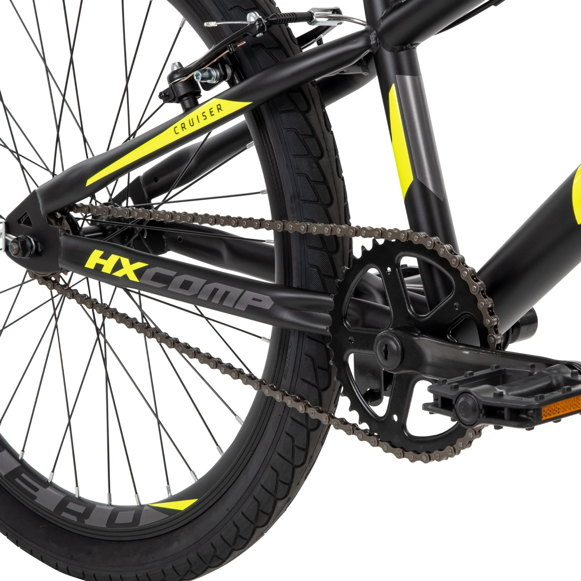 HX Cruiser 24 inch BMX Bike for Boys, Black/Yellow Image 6