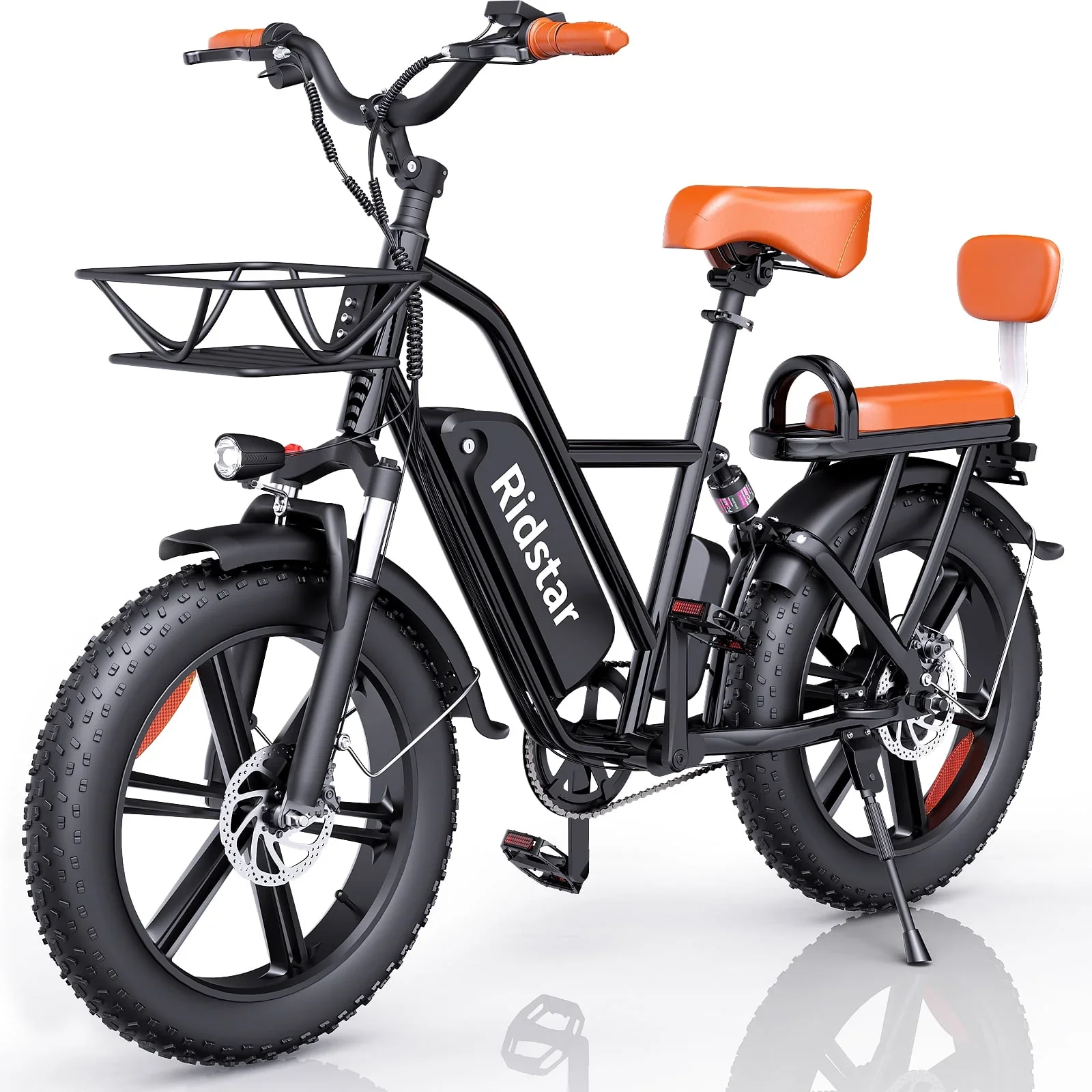 Electric Bike for Adults,750W 30-70Miles 48V 15AH Removable Battery Ebike 20 x 4.0 Fat Tire Beach Commuting E-Bike 2 Seater W/Fork Suspension UL2849
