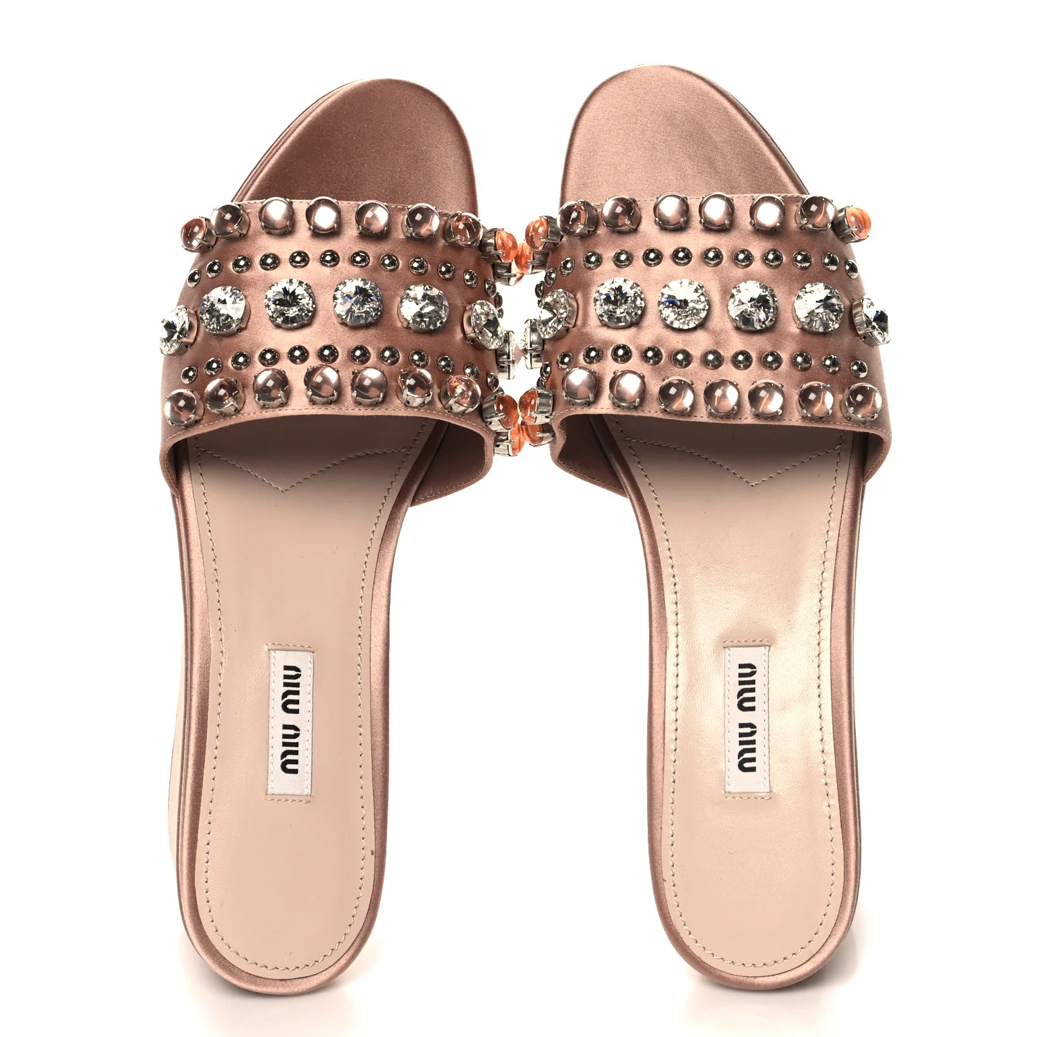 Satin Crystal Wedge Sandals 40 Cammeo