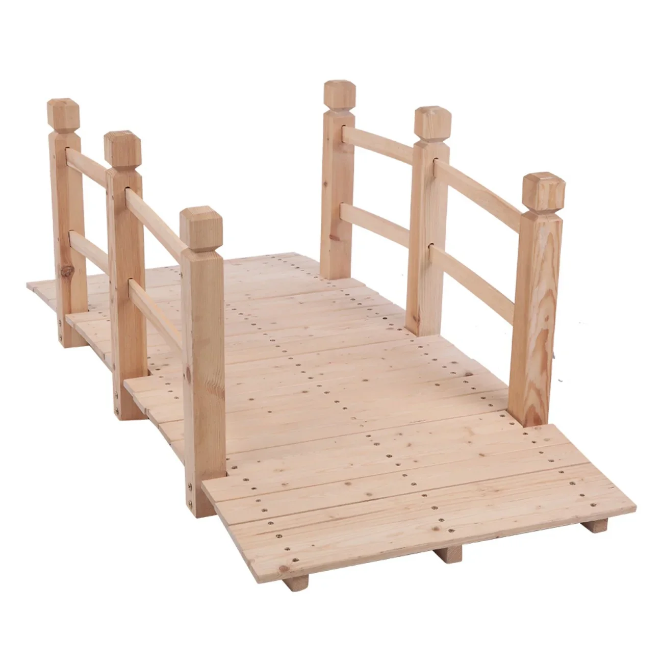 IVV Small Outdoor Arch Bridge, 4.92ft Natural Fir Wood Landscape Bridge for Garden & Courtyard Decor, Burlywood Color