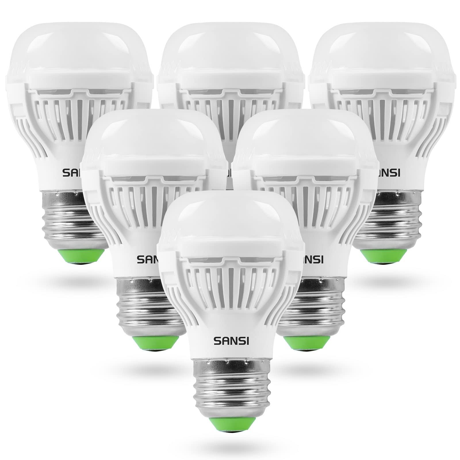 SANSI 60W Equivalent LED Light Bulbs, 22-Year Lifetime,6 Pack 900 Lumens Light Bulb with Ceramic Technology,5000k Daylight Non-Dimmable, E26, A15, EF