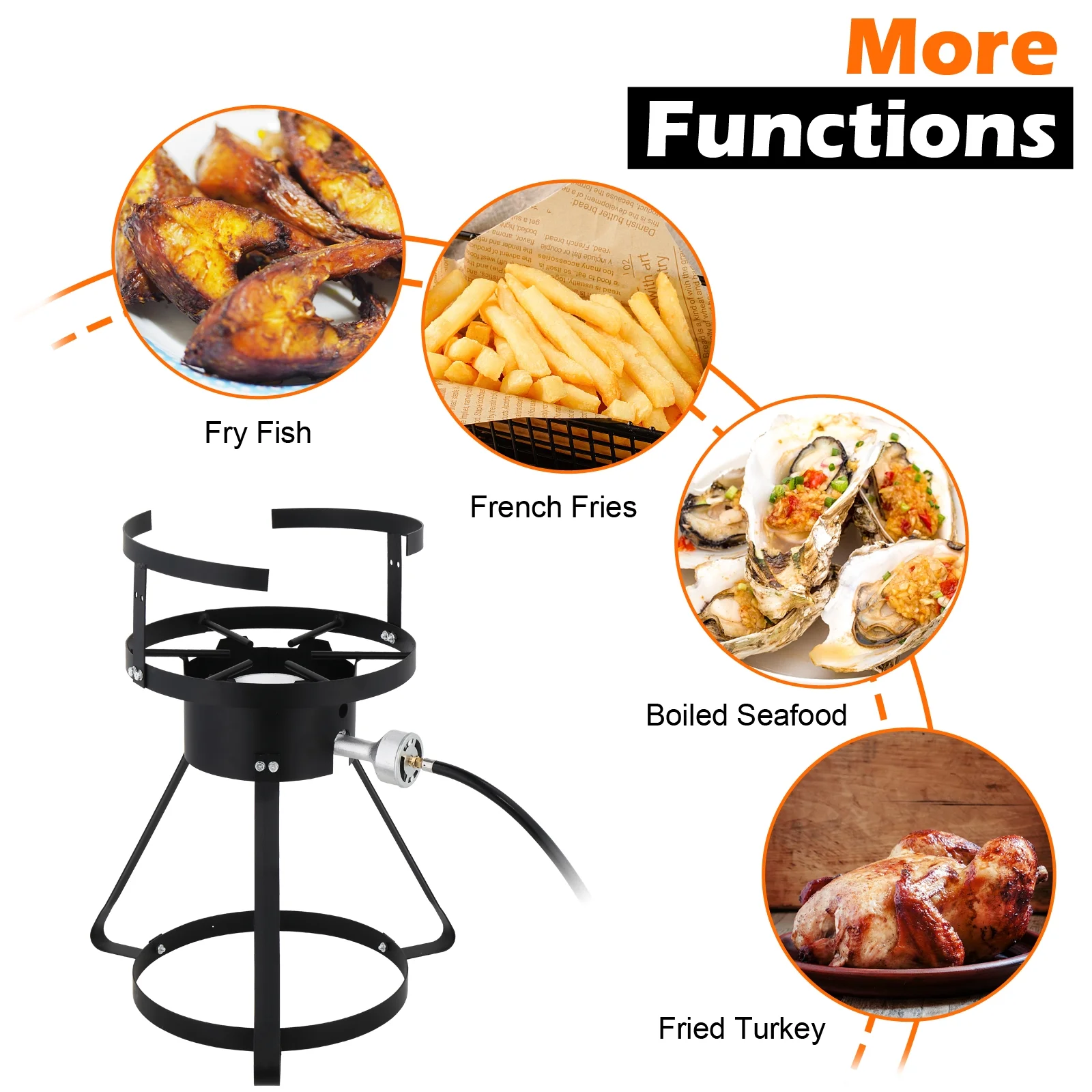 30 Qt Iron Aluminum Turkey Fryer Pot,Outdoor Fryer Kit with Injector Thermometer Kit,54000 BTU Outdoor Propane Stove Burner Stand for 20lbs Turkey,10Pcs,Silver(10 Pack) - Image 10