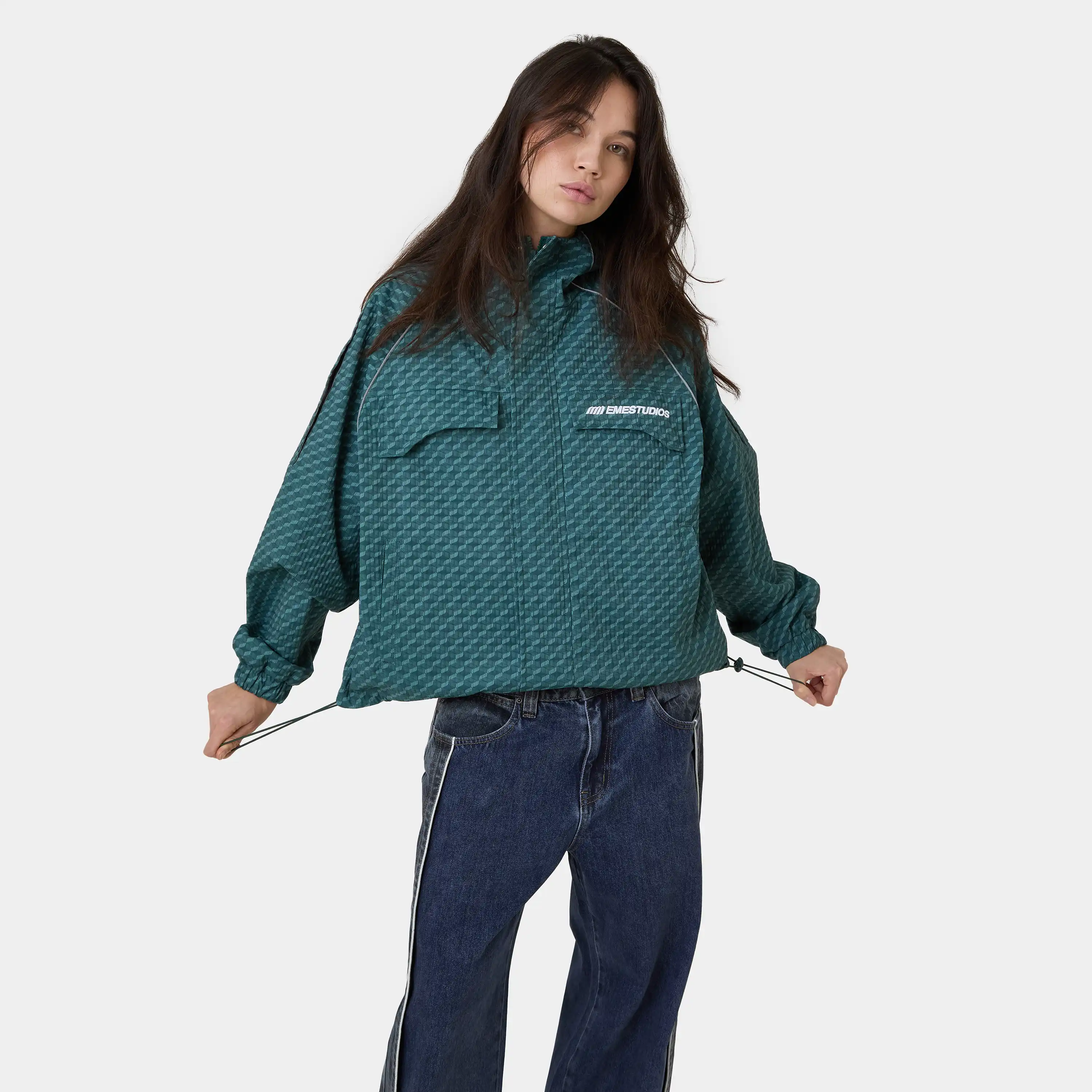 Echo Forest Grid Windbreaker