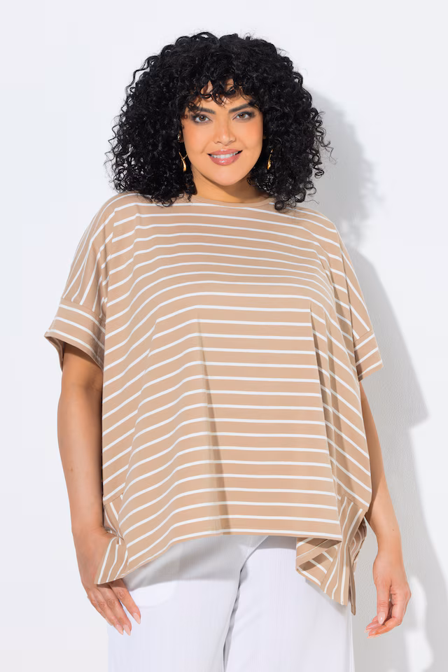 Striped Oversized Cap Sleeve Tee