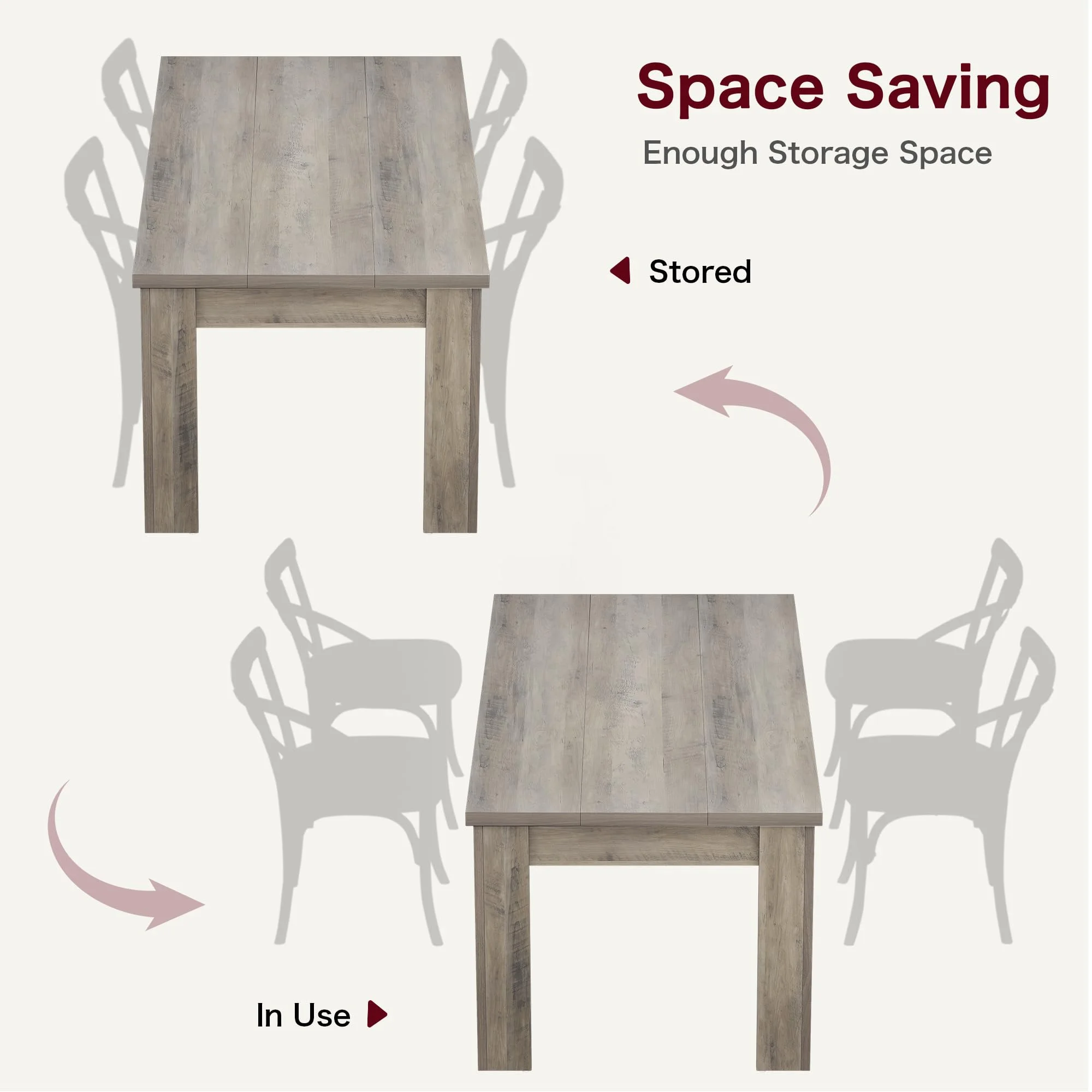 Dining Table for 4-6,63-inch Dining Tables for 4,Farmhouse Kitchen Table with Large Tabletop,Rectangular Dining Room Table,Kitchen Dining Table Dinner Table for Kitchen,Living Room��Only table��(grey-1.18" Thickened Tabletop) - Image 9