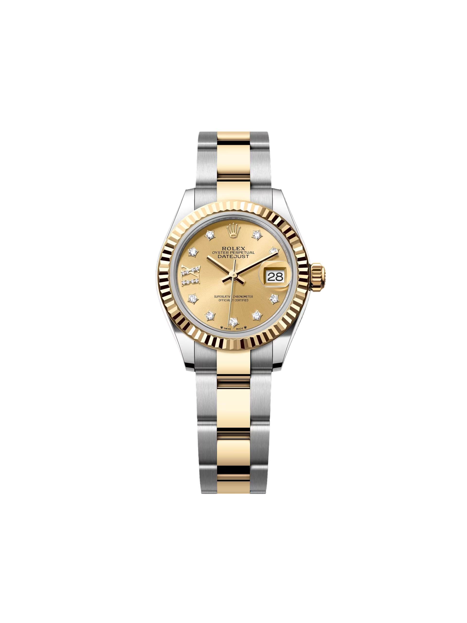 【Super Clone】RLX Lady-Datejust 28mm 279173 Champagne Diamond Dial Oyster Bracelet