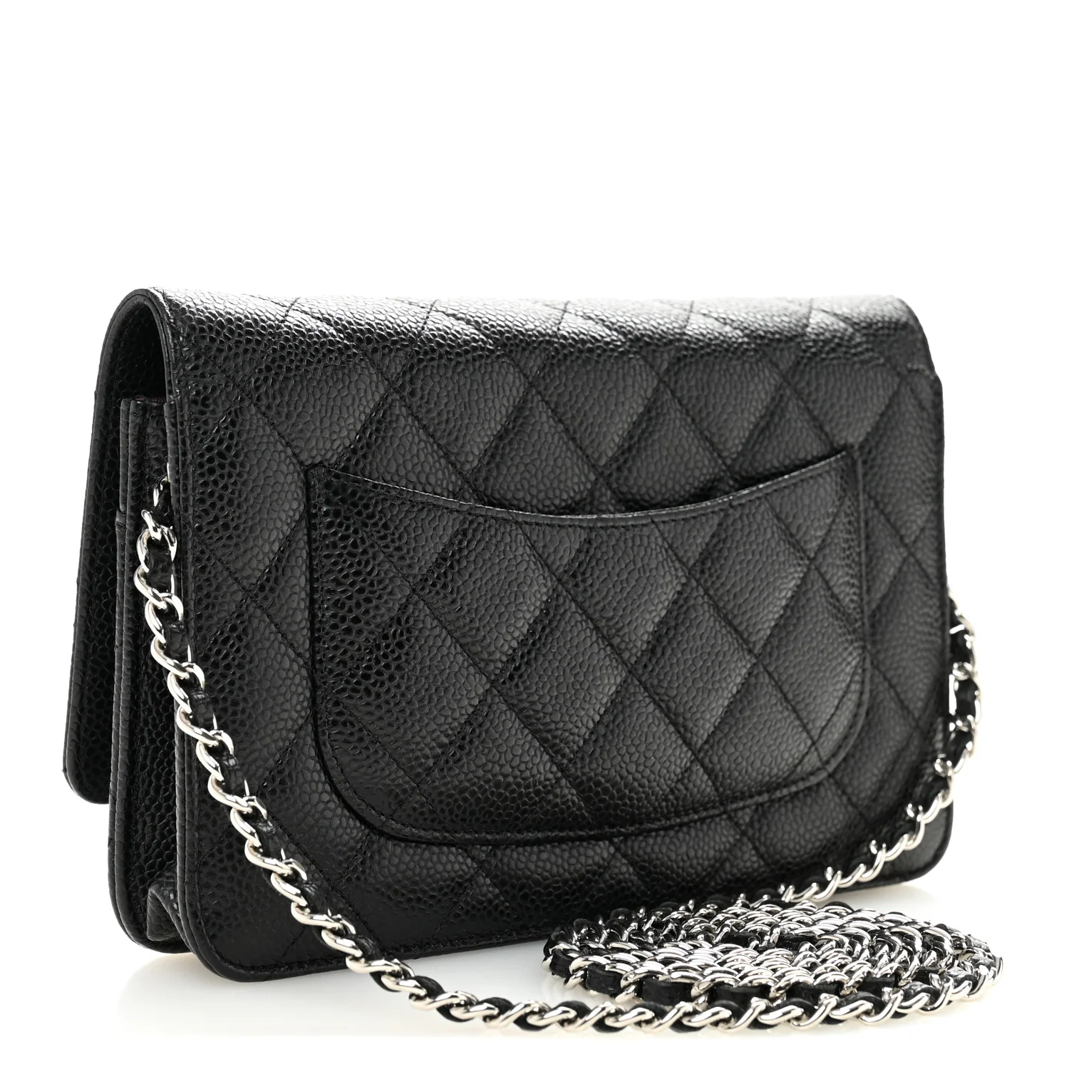 Caviar Quilted Wallet on Chain WOC Black