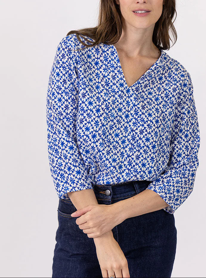 Blouse femme viscose bleu grec