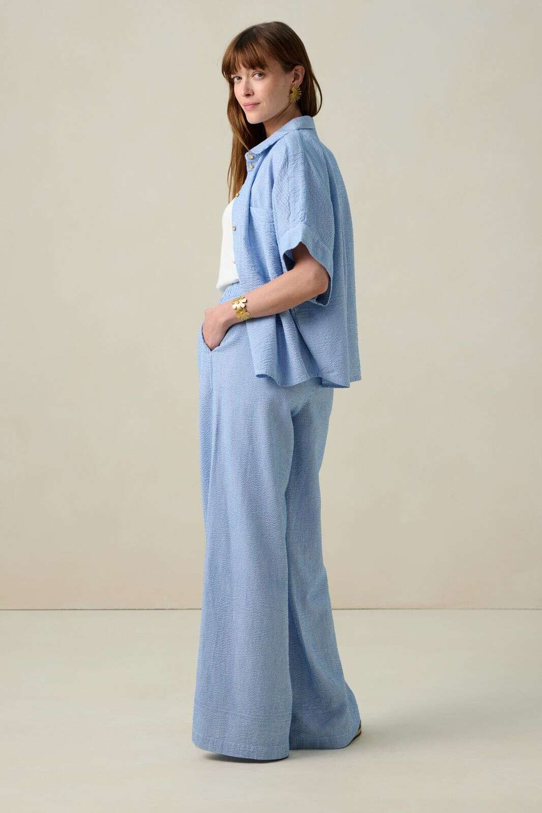 Blauw gestreepte blouse