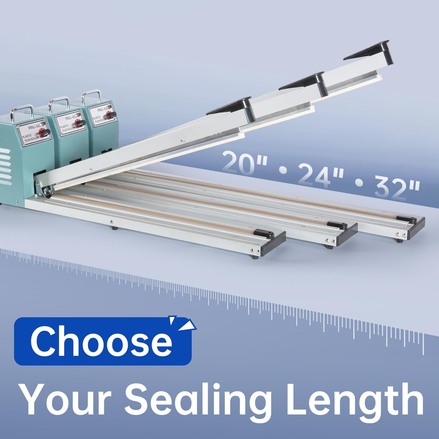 Impulse Heat Sealer with Seal bar, Heavy-Duty Bag Sealing & Cutting Machine, 4 Extra Replacements (white, 24inch)