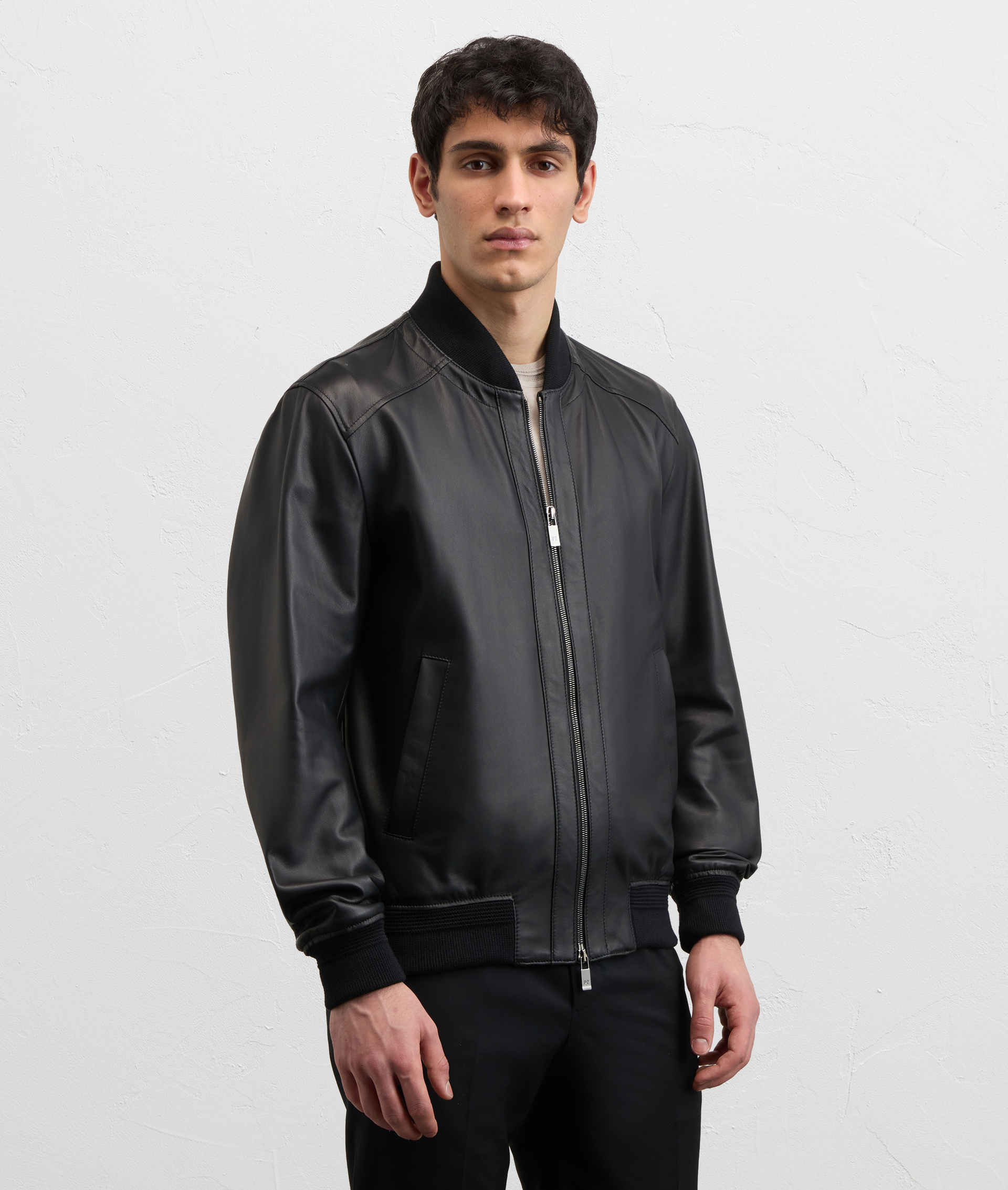 BLACK LAMB NAPPA BOMBER JACKET