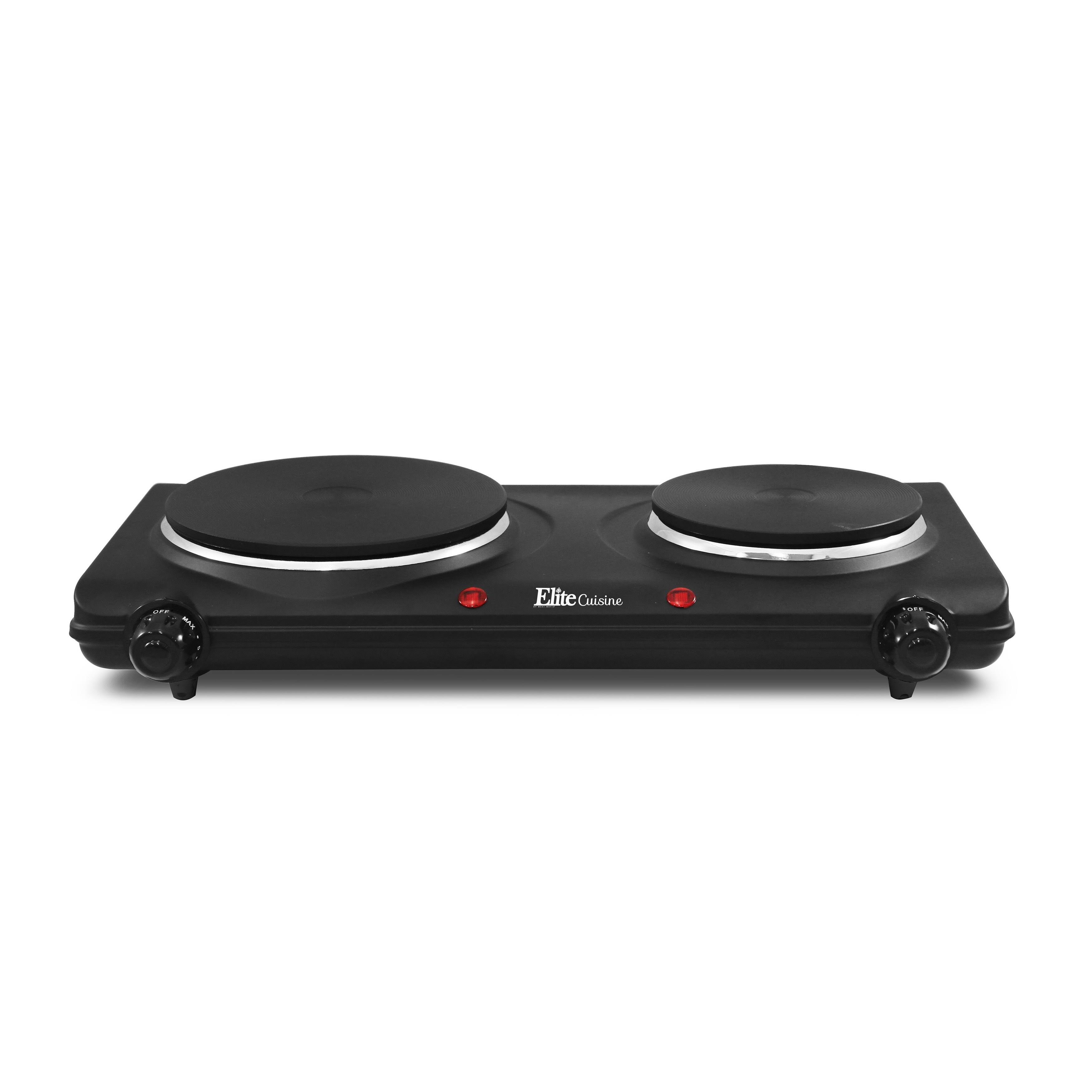 Elite Cuisine Electric Double Cast Burner Hot Plate - Black