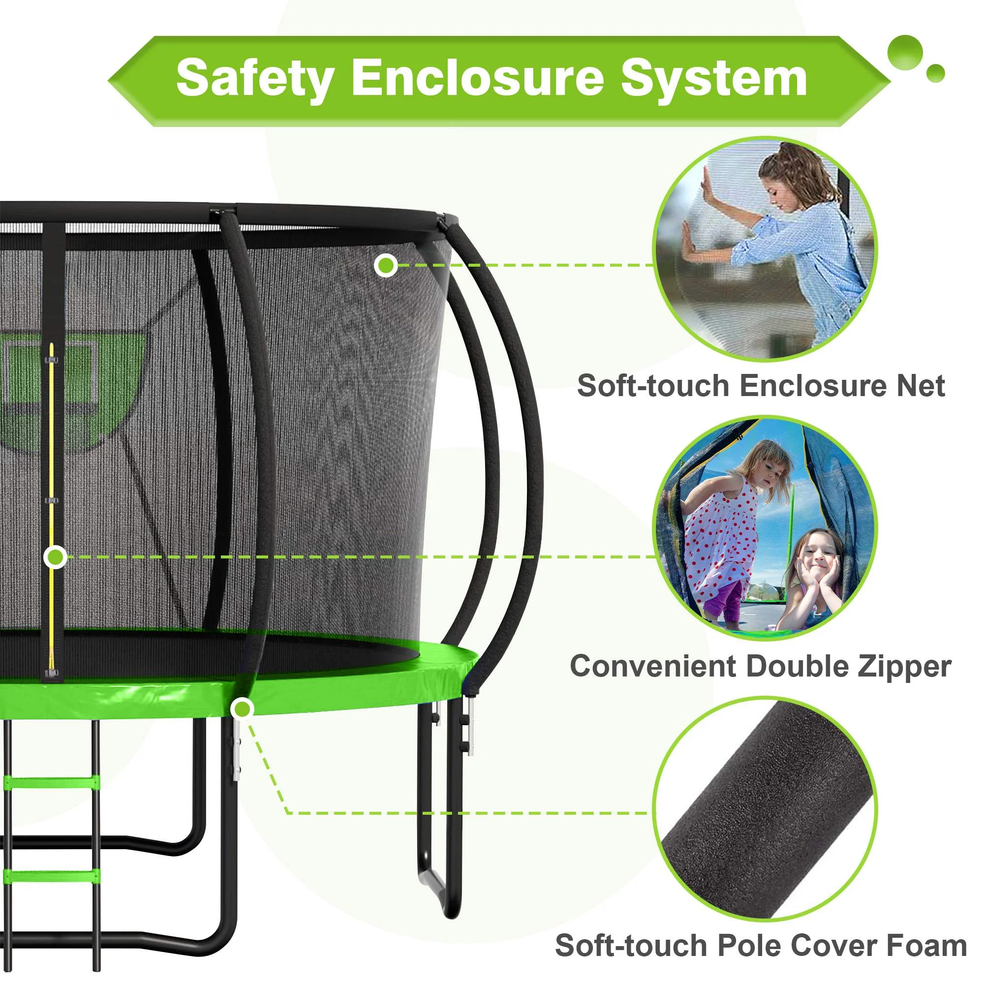 GVDV 16FT Outdoor Trampoline for Kids & Adults, Recreational Trampoline W/Ladder & Safety Net