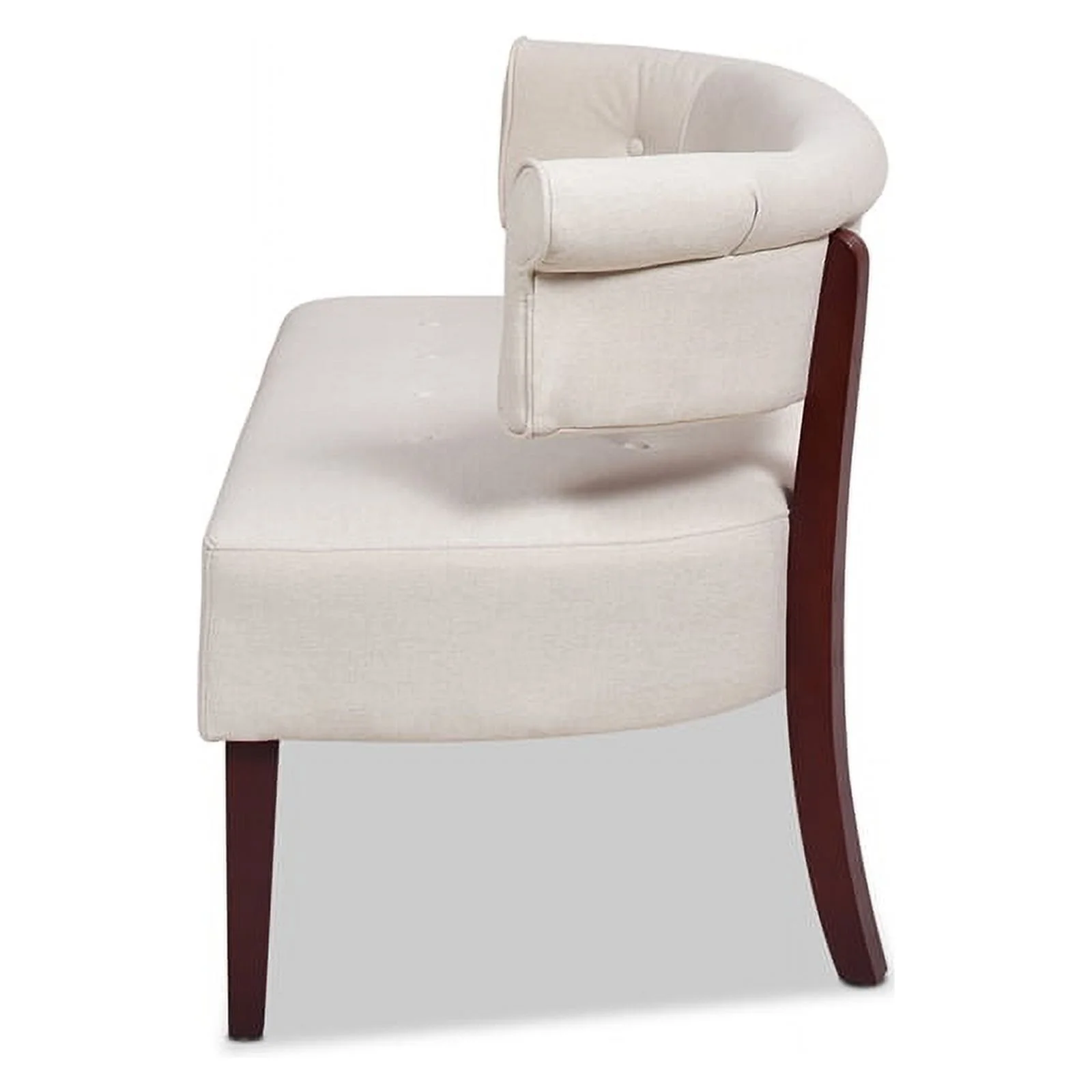 Jared Roll Arm Tufted Polyester Fabric Bench, Sky Neutral Beige(Cream) - Image 10