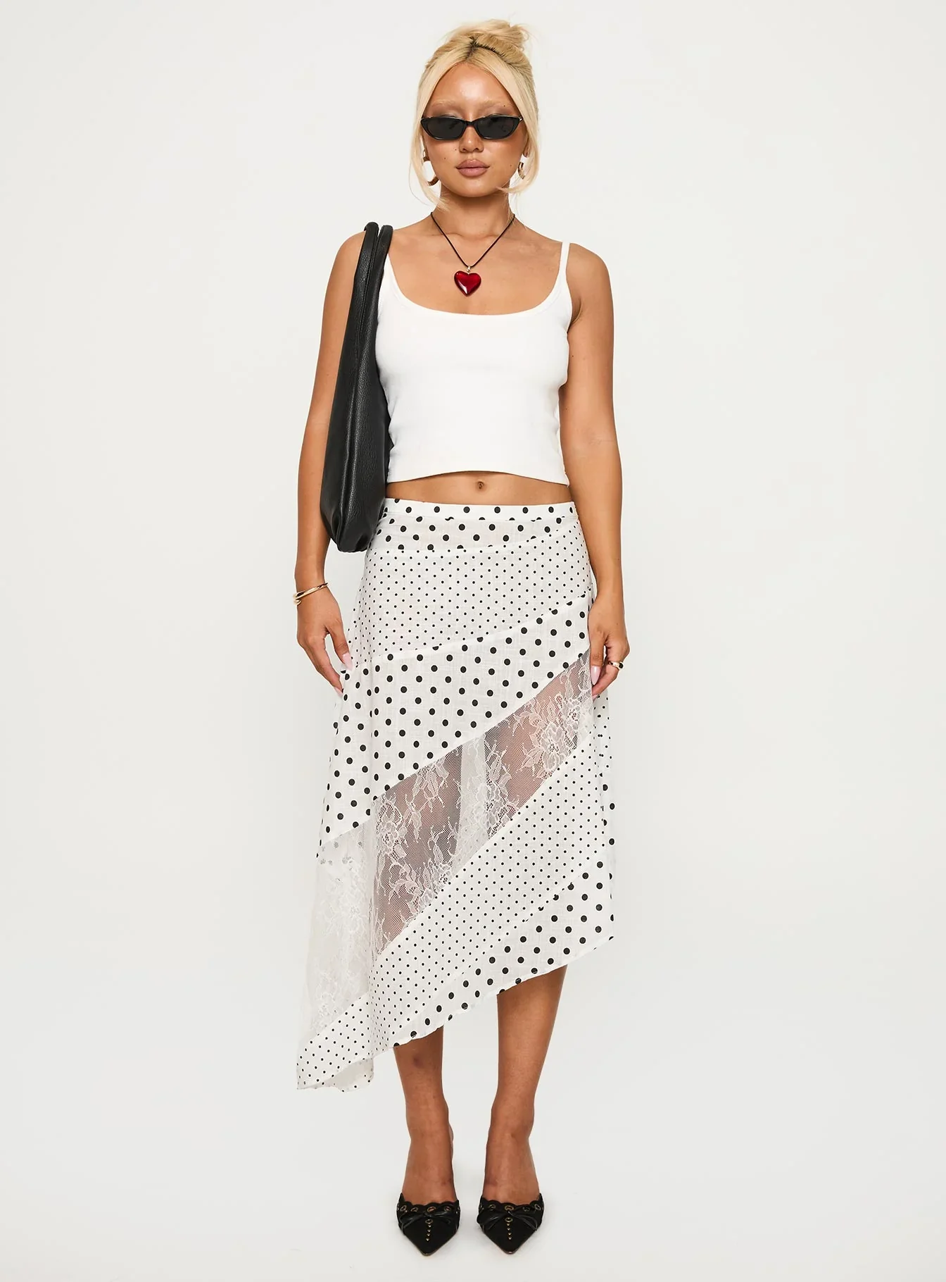 Rennar Maxi Skirt White / Polka Dot Petite