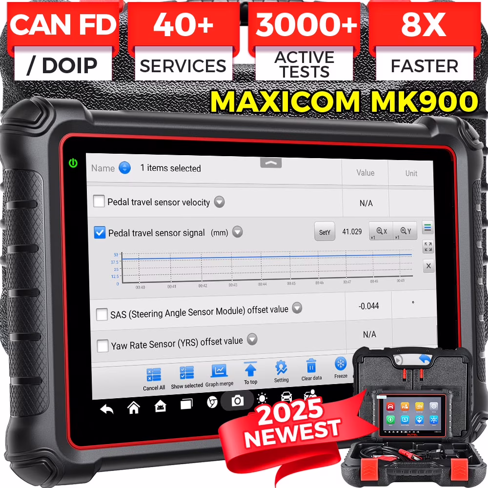 Scanner MaxiCOM MK900 Automotive Diagnostic Scan Tool OBD2 All System Diagnose, 40+ Service, Active Tests, FCA Autoauth SGW, Upgraded Ver  of MaxiCheck MX808S, MX900