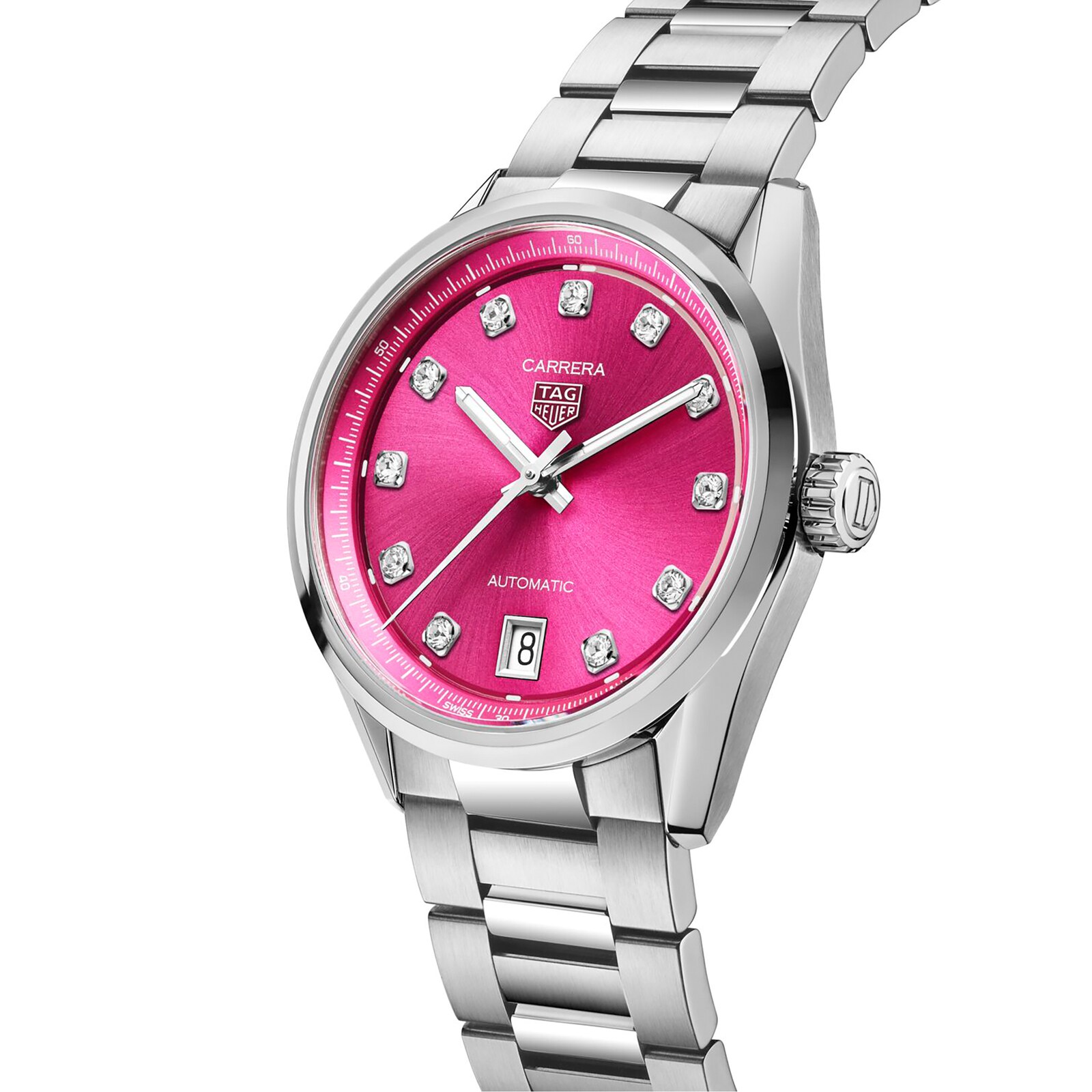 【Super Clone】TAG Heuer Carrera Date 36mm Ladies Watch Pink Diamond Dot WBN2318.BA0001