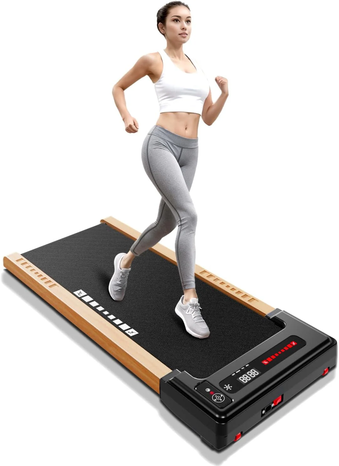 Sunnyroad 2.5HP Walking Pad Wood Under Desk Treadmill, Portable Mini Treadmill with Remote Control, Bluetooth, 265 lb Capacity, Installation - Free Jogging Machine for Home/Office