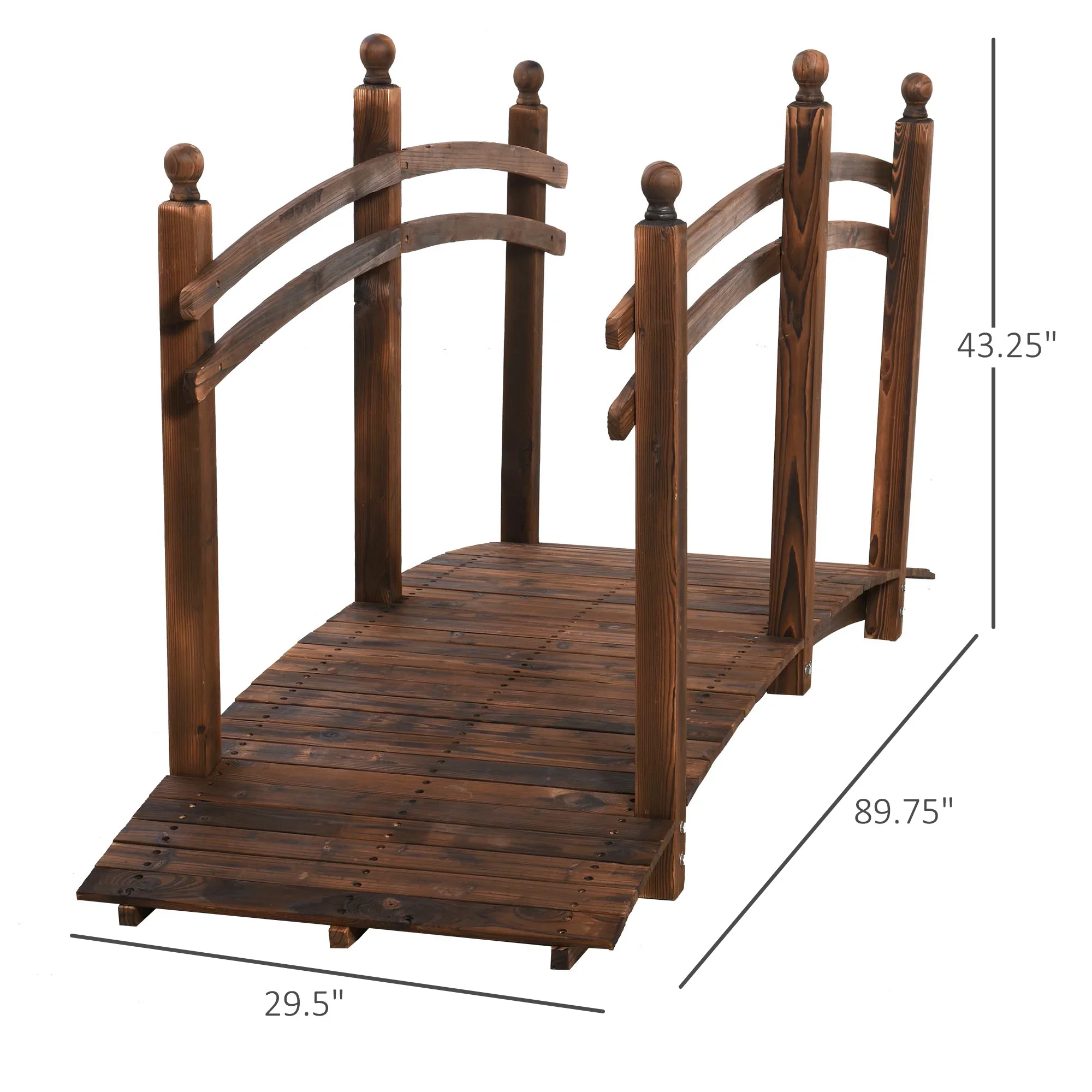 Backyard & Garden Outdoor Fir Wooden Footbridge for Streams & Lakes