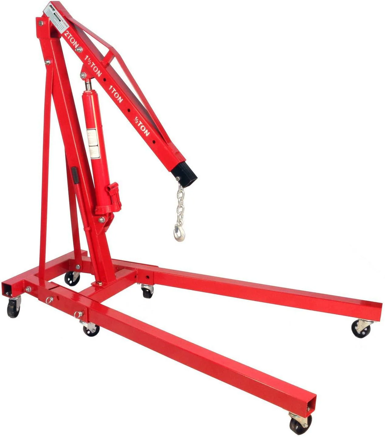 Grue de levage hydraulique pliable Dragway Tools de 2 tonnes avec 6 roues pivotantes à rotation complète