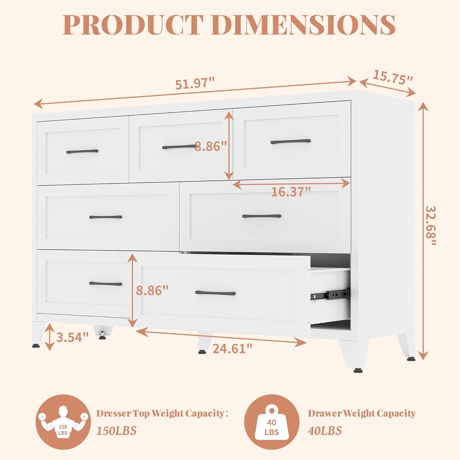 7-Drawer Dresser for Bedroom, 52