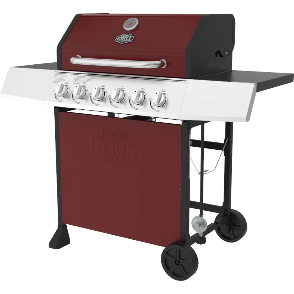 6 Burner Propane Gas Grill in Red(Black) - Image 3