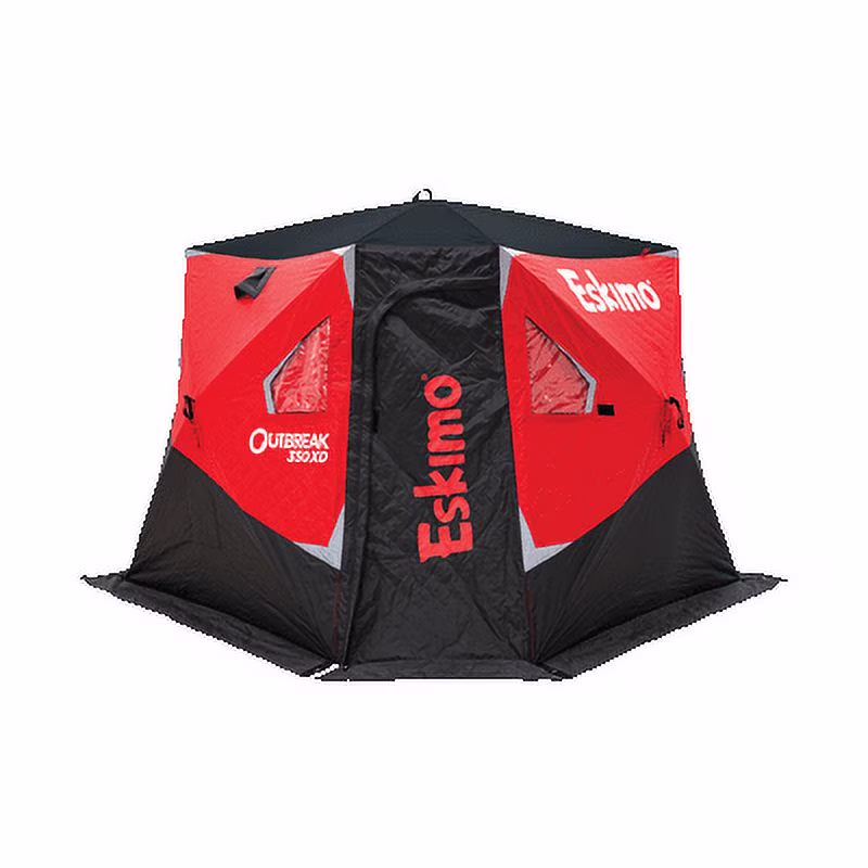 Eskimo Outbreak�?350xd, Pop - up Portable Ice Shelter, Insulated, Red/Black, 3 - 4 Person Capacity, 40350