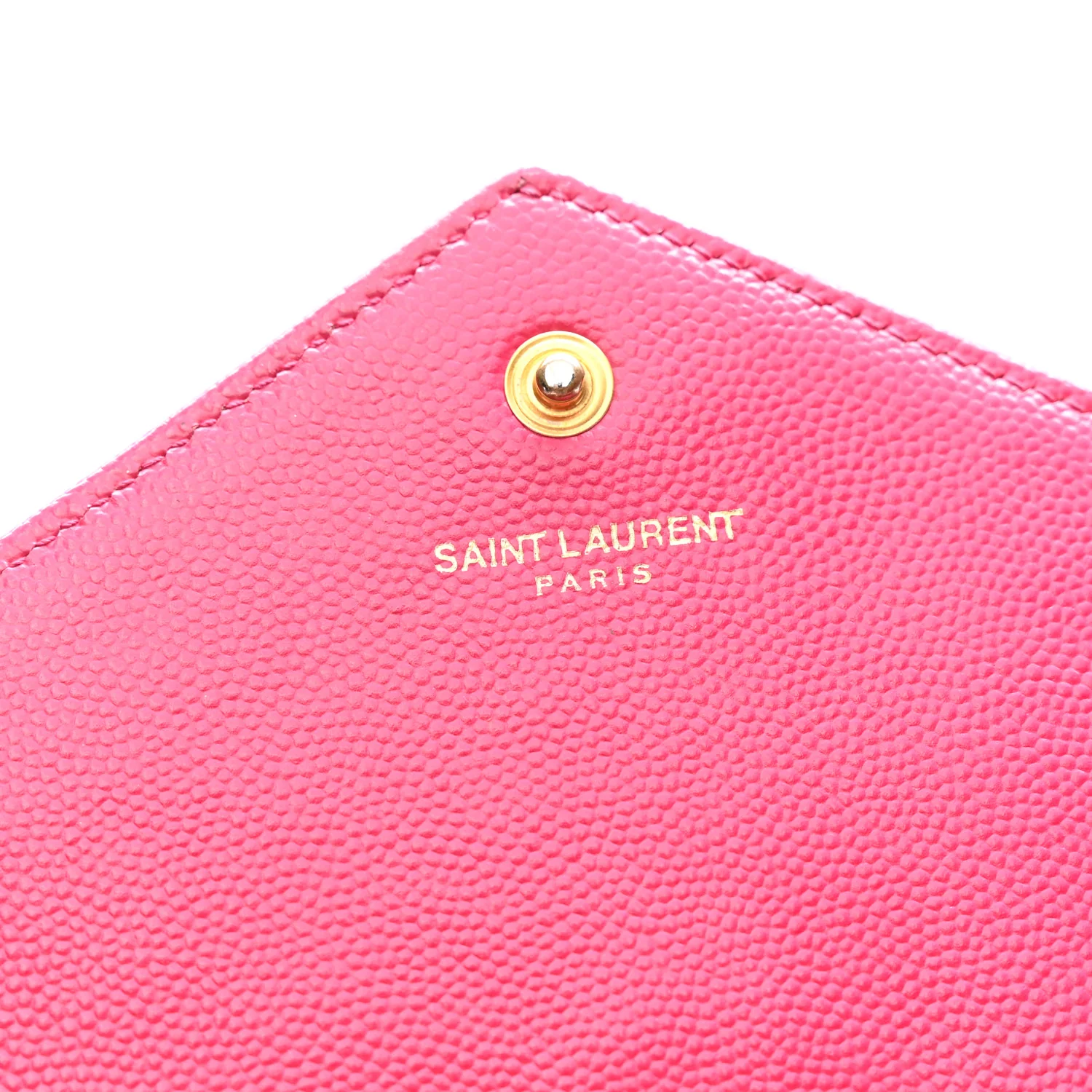 Grain De Poudre Matelasse Chevron Monogram Chain Wallet Lipstick Fuchsia