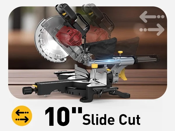 MarvTool 10-inch Sliding Compound Miter Saw Single Bevel 0-45�� with Extension Table 36T Blade