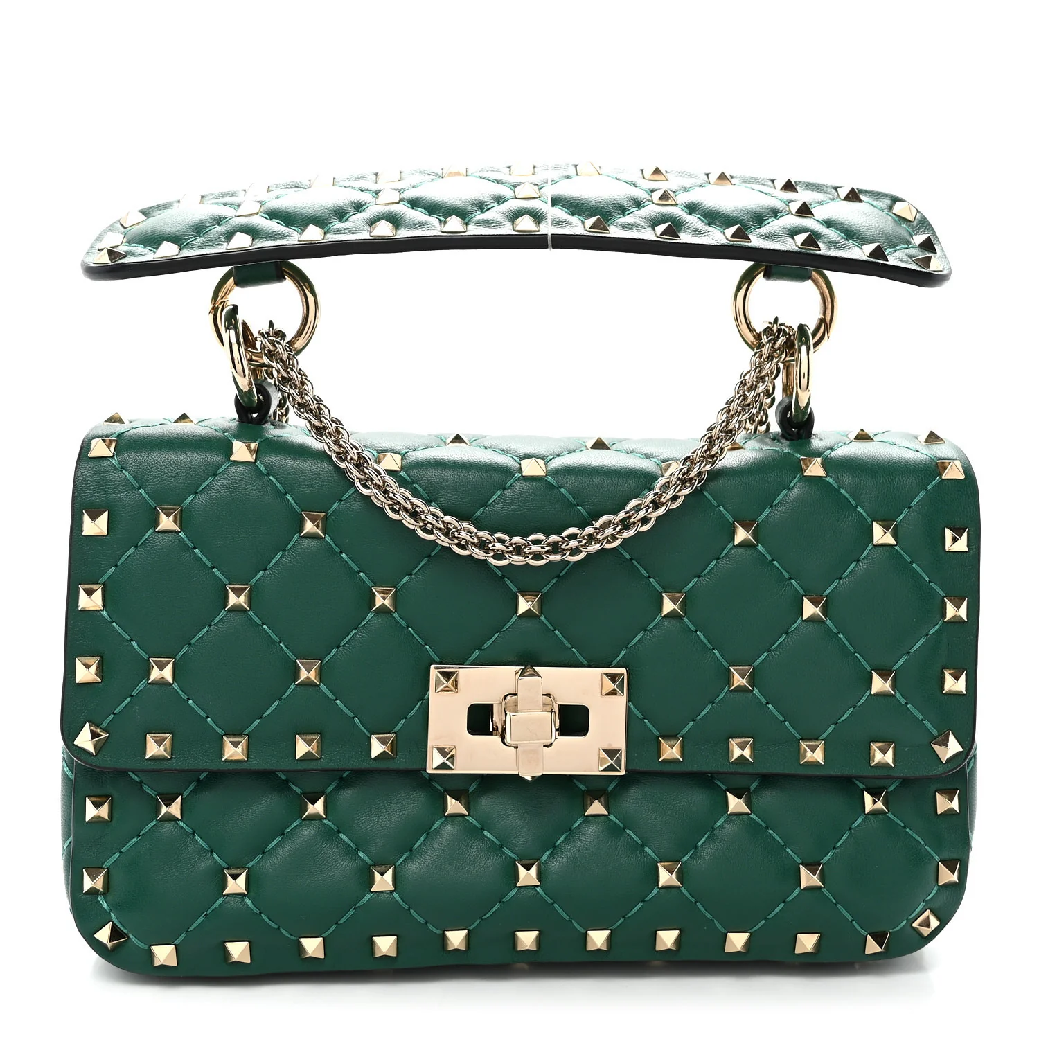 Nappa Small Rockstud Spike Shoulder Bag Gea Green