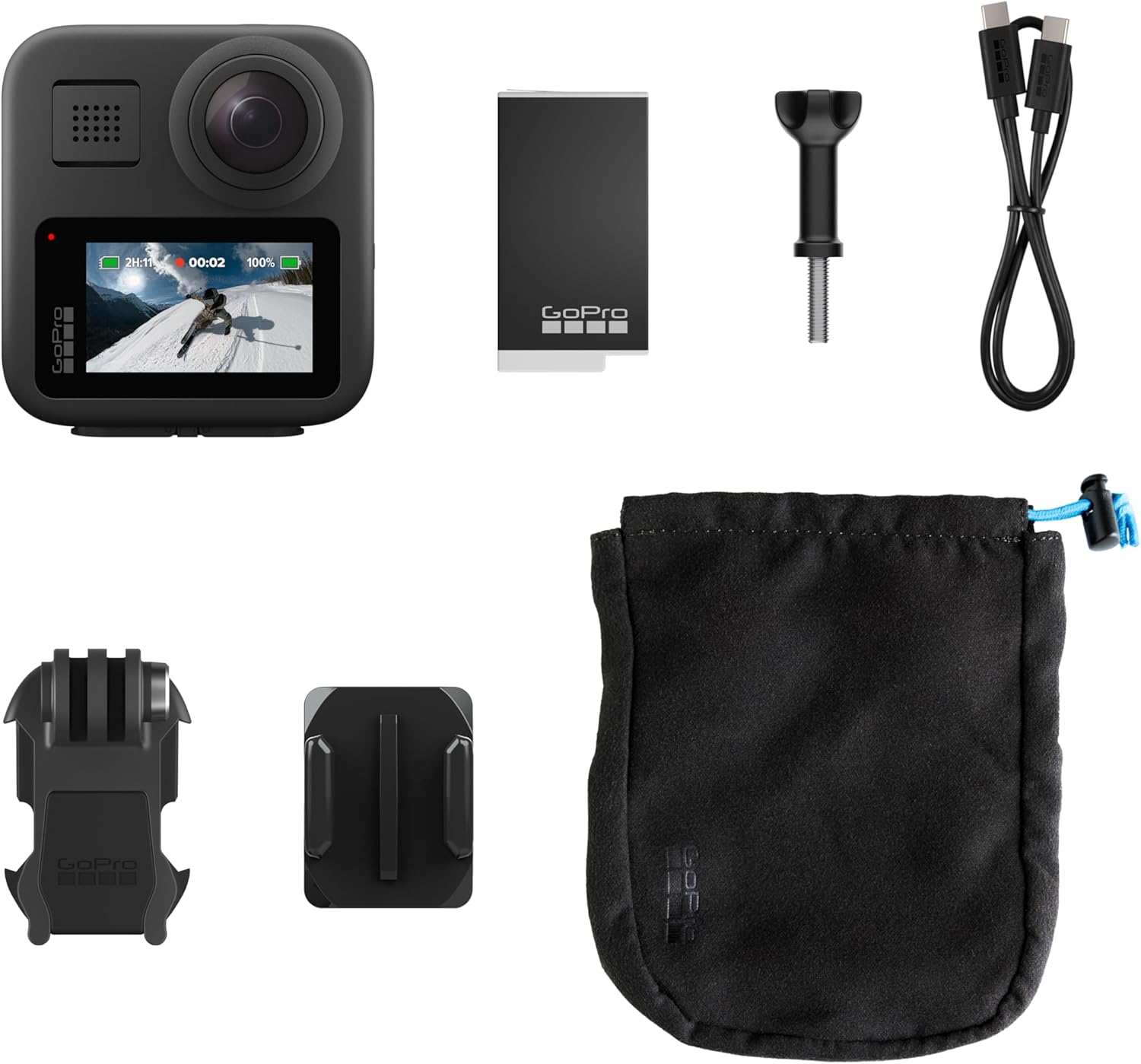 GoPro MAX — Waterproof 360 + Traditional Action Camera with Touch Screen Spherical 5.6K30 HD Video 16.6MP 360 Photos 1080p Live Streaming Stabilization