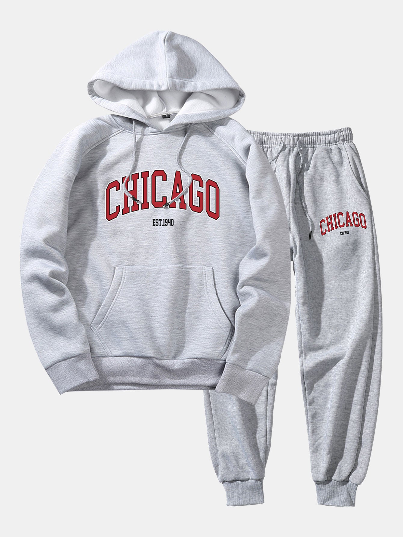 Sweat à capuche et pantalon de jogging imprimé Chicago Letter Print