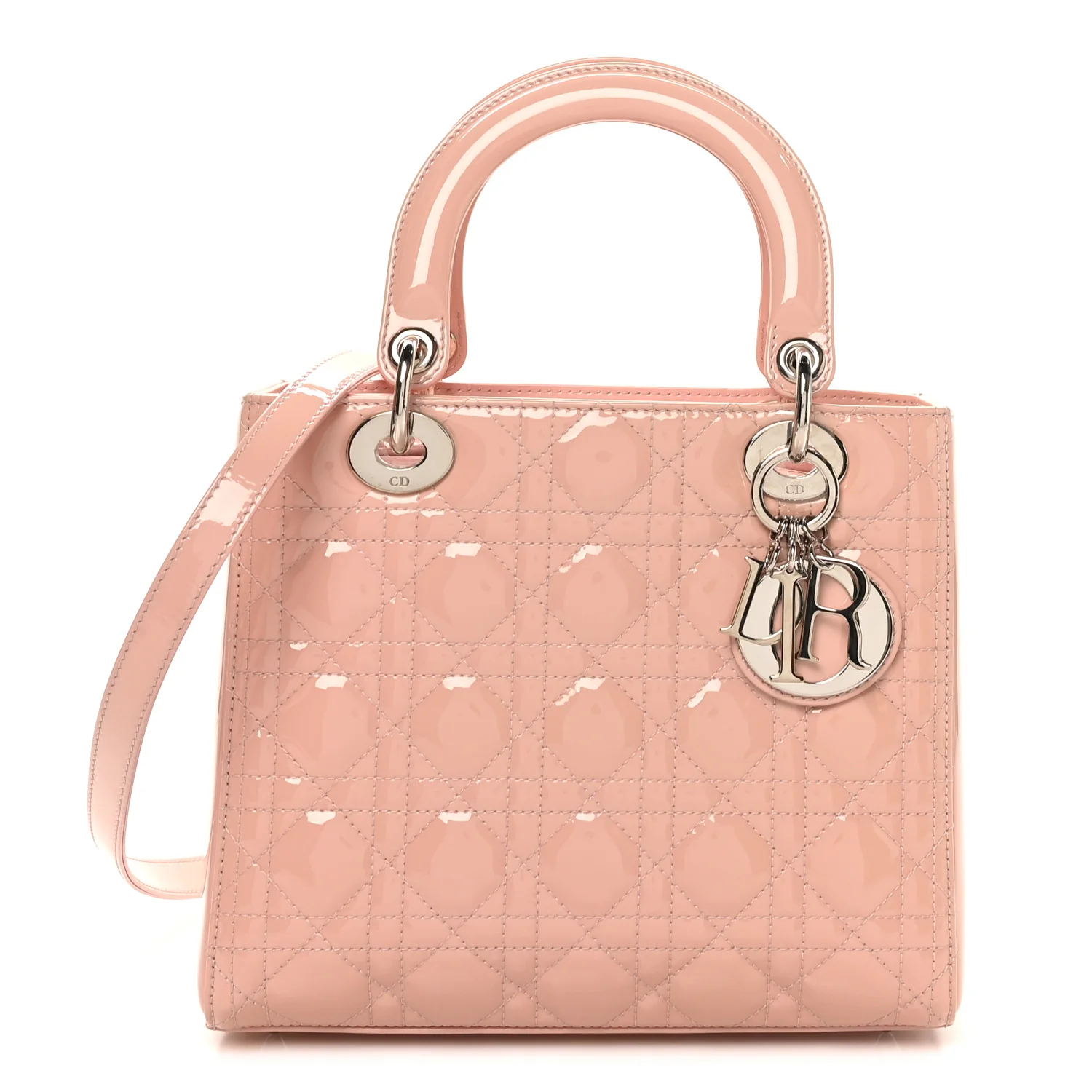 Patent Cannage Medium Lady Dior Light Pink