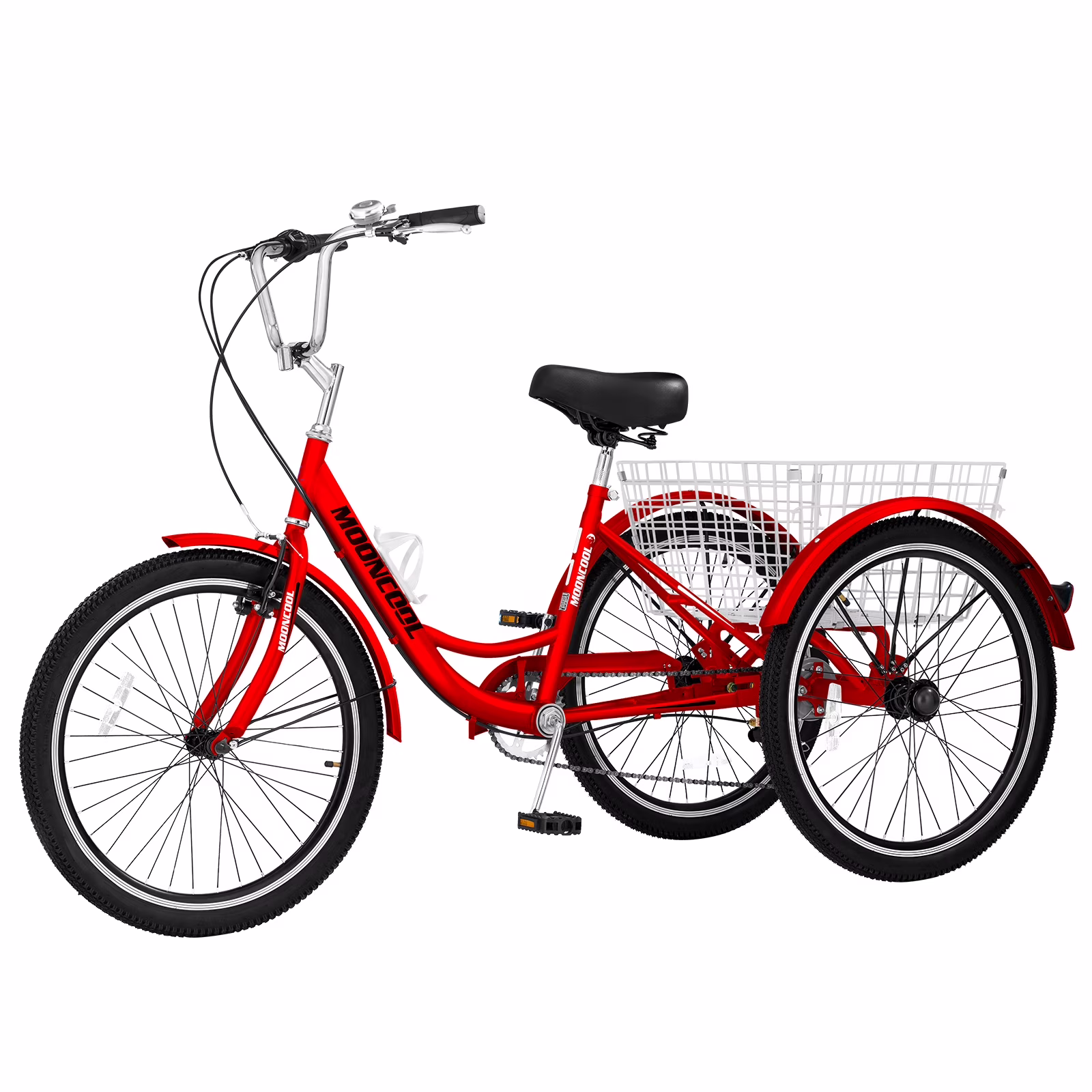 7 Speed Adult Tricycle for Women, 20/24/26 Inch Adult Trike with Basket, 3 Wheel Bikes for Adults Seniors, Cruise Trike for Shopping Picnic(20" Tire/Wine Red) - Image 9