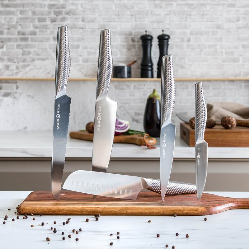 Knivsett 5 deler rustfritt stål