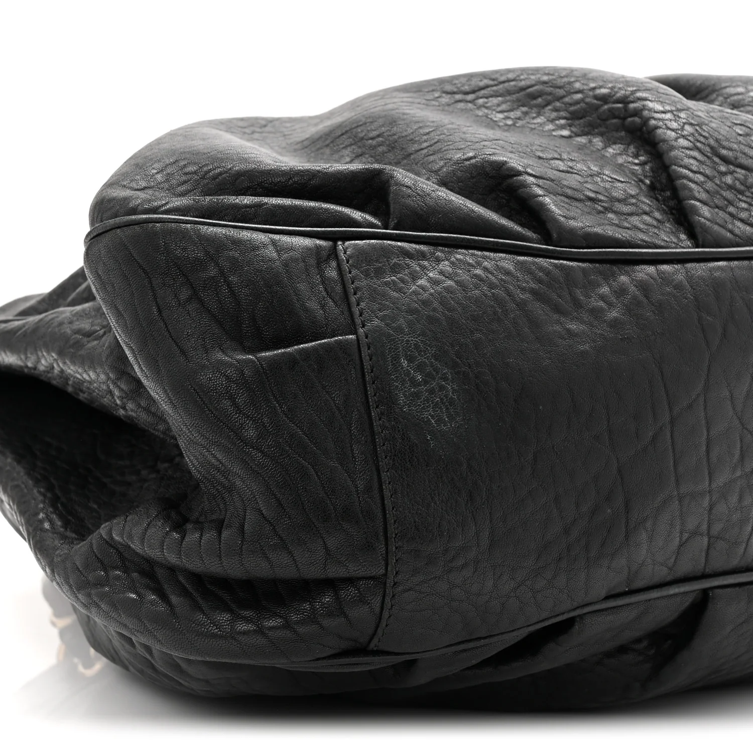 Crinkled Lambskin Mia Tote Black