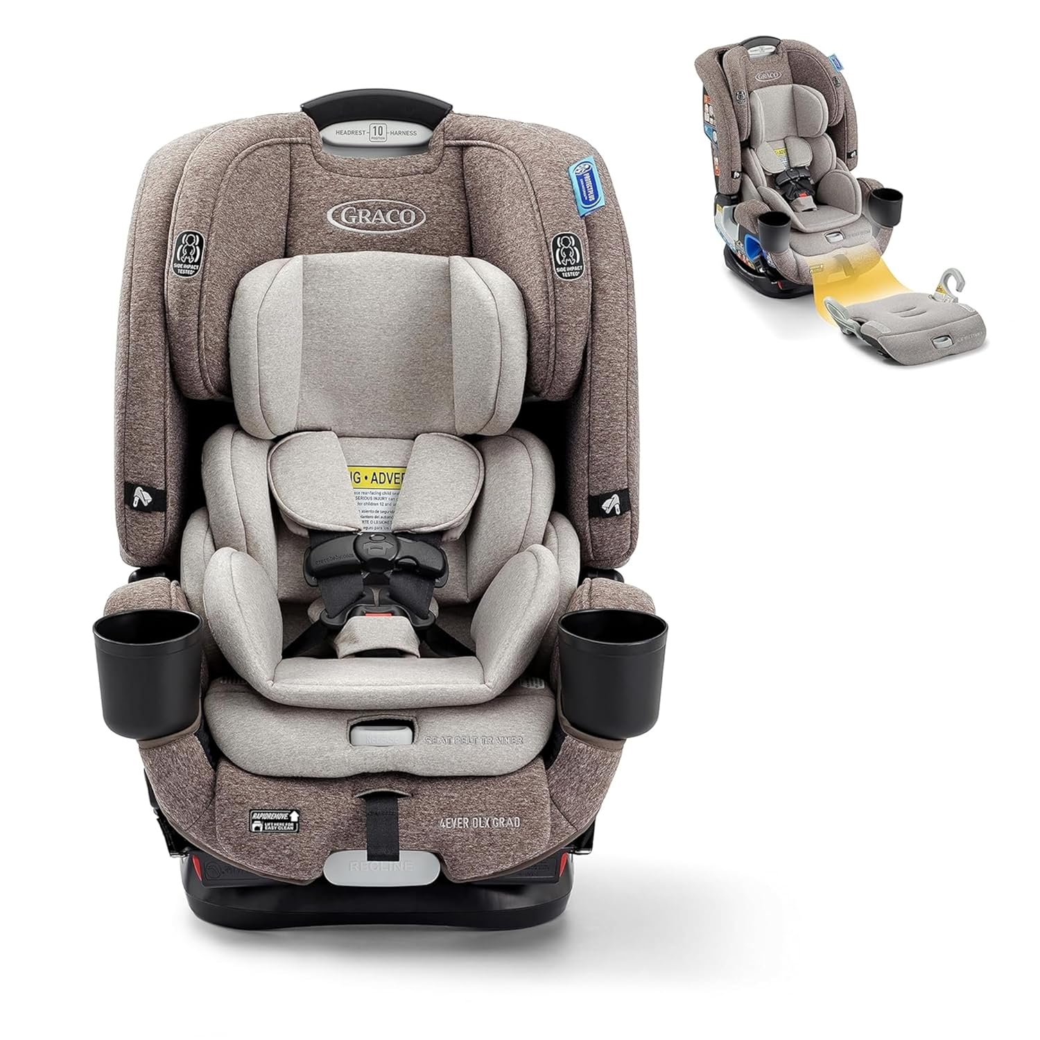 Siège auto 4Ever DLX 4-en-1, Charlie | Siège auto pour bébé et enfant en bas âge, utilisable jusqu'à 10 ans | Positions dos à la route, face à la route et rehausseur | Sûr, confortable et pratique