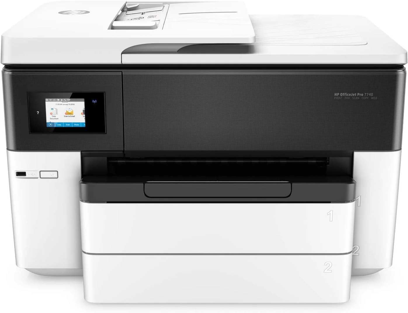 Wide Format All-in-One Color Printer with Wireless Printing, Works with Alexa (G5J38A), White/Black