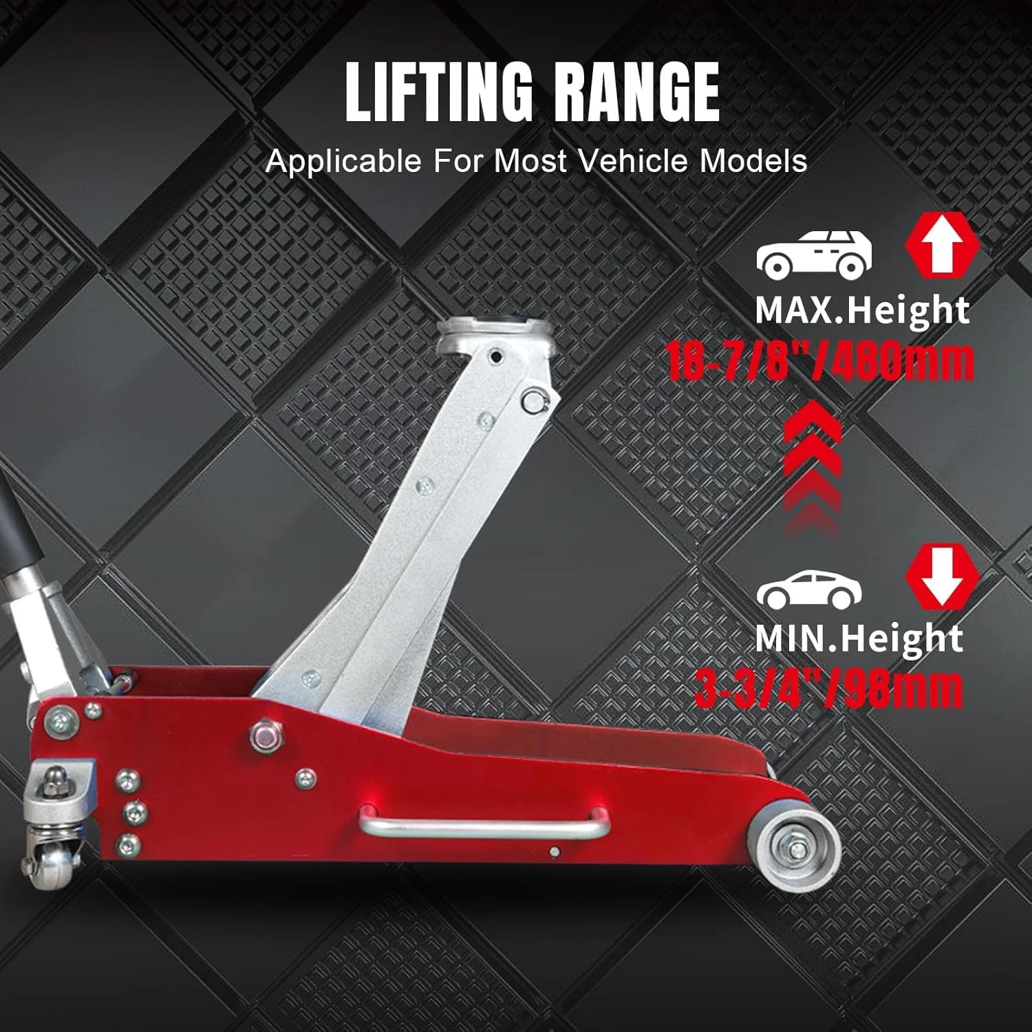 3 Ton (6,600 lb) Low Profile Aluminum Floor Jack Quick Lift Pump Hydraulic Service Jack Lightweight Durable Garage Jack for Cars SUVs Red - Image 6