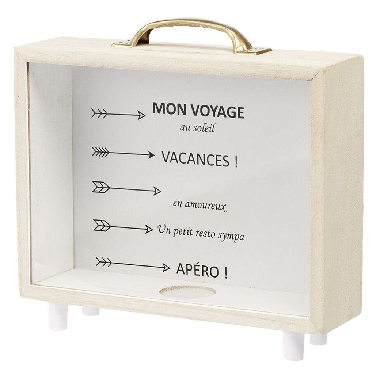 Tirelire bois et verre marron