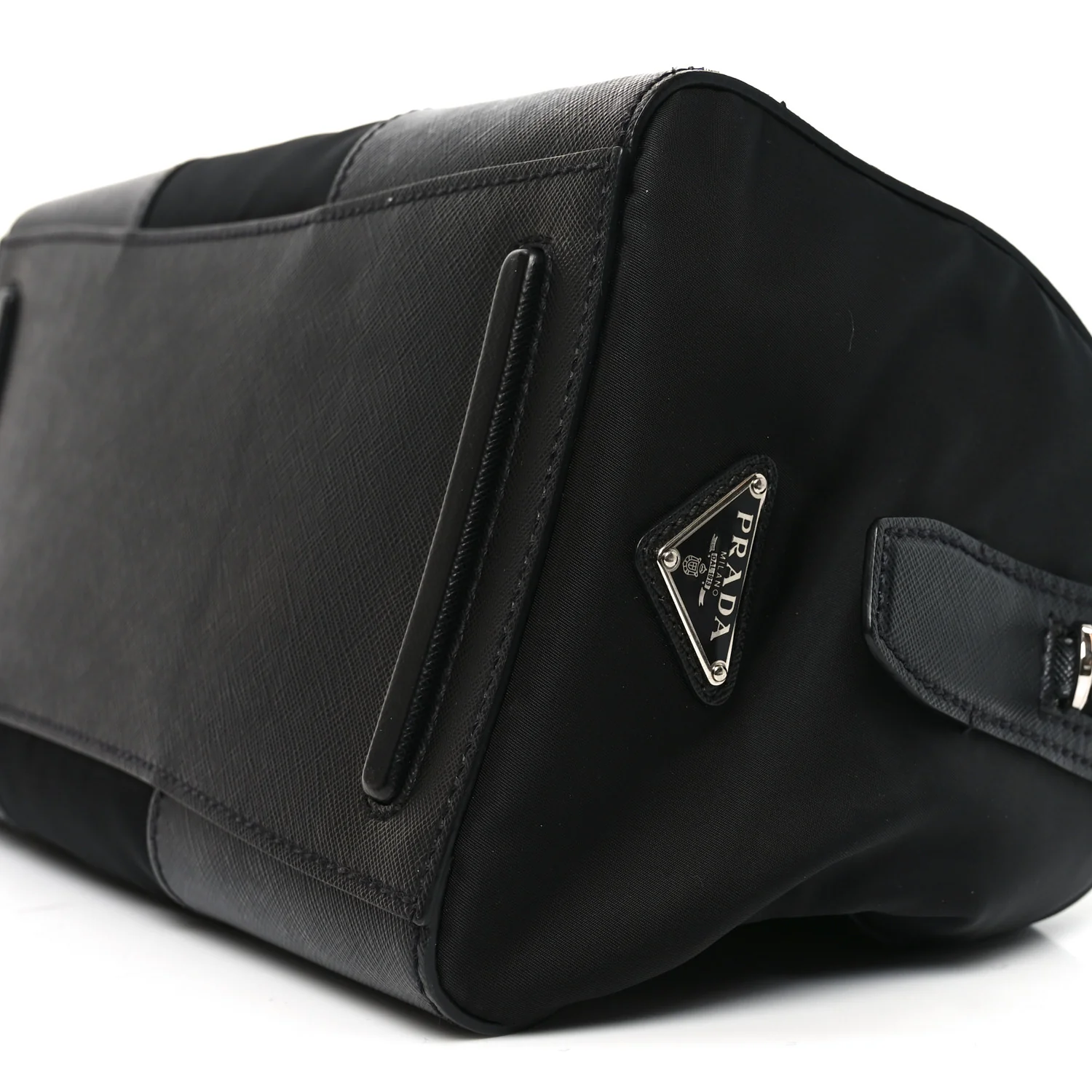 Nylon Saffiano Top Handle Bag Black