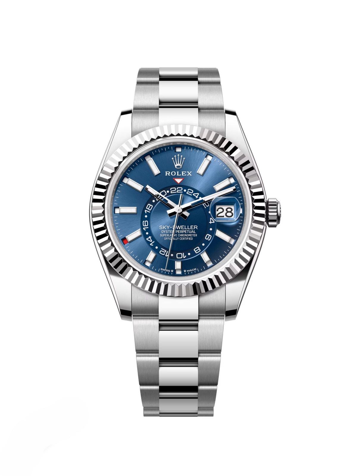[Super Clone]RLX  Sky-Dweller 42mm Stainless Steel Blue Dial Oyster - 336934