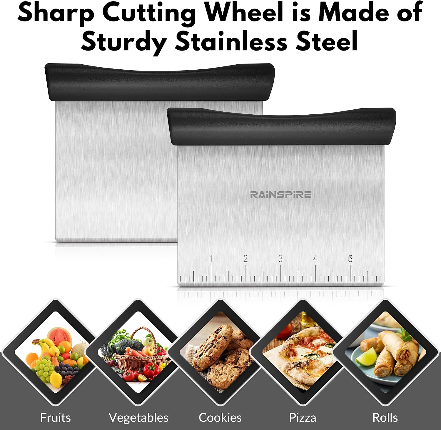 Multi-Purpose Stainless Steel Bench Scraper Dough Blender & Pastry Cutter