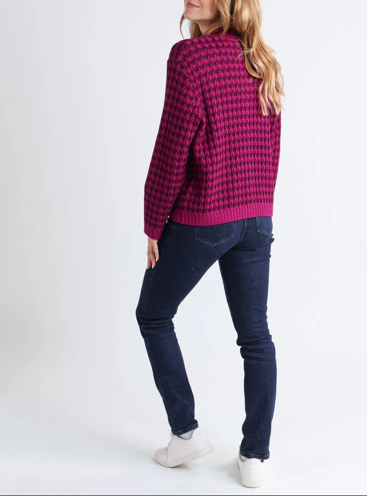 Veste femme en laine mérinos rayée violet