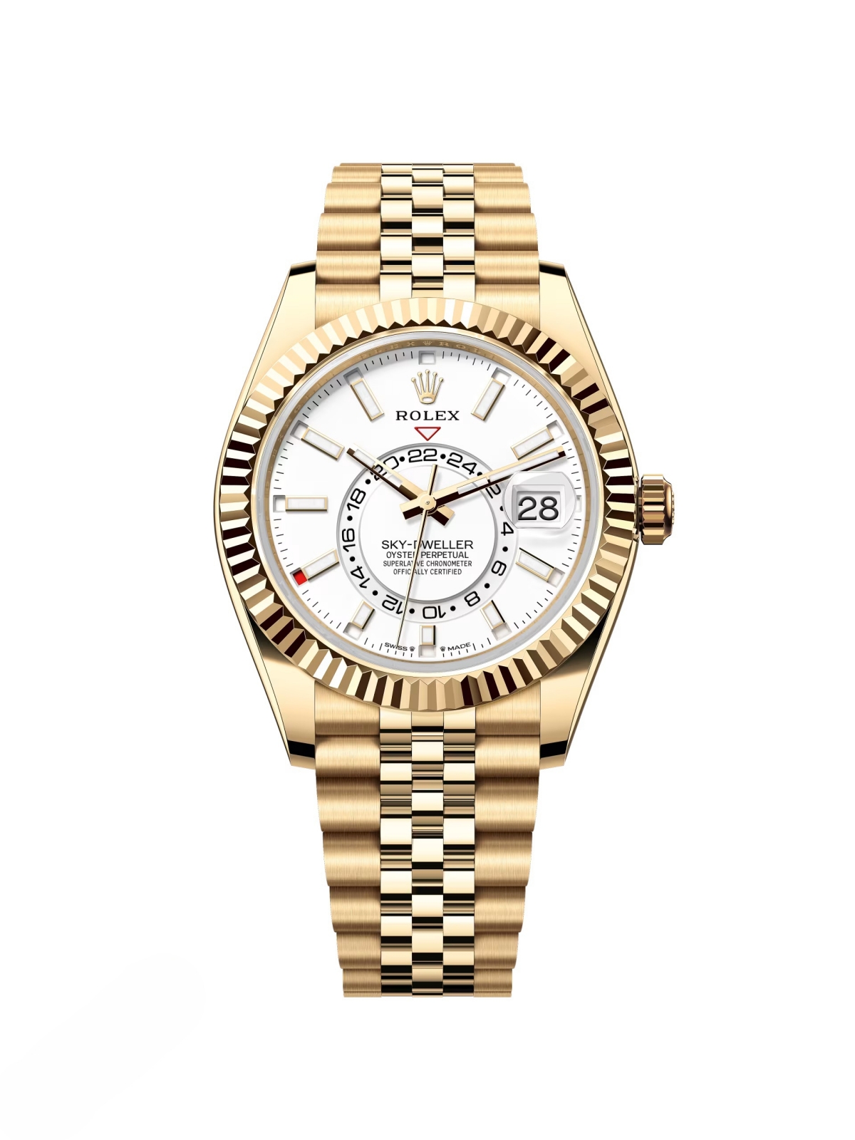 [Super Clone]RLX  Sky-Dweller 42mm Yellow Gold White Dial Jubilee - 336938【Super Clone】