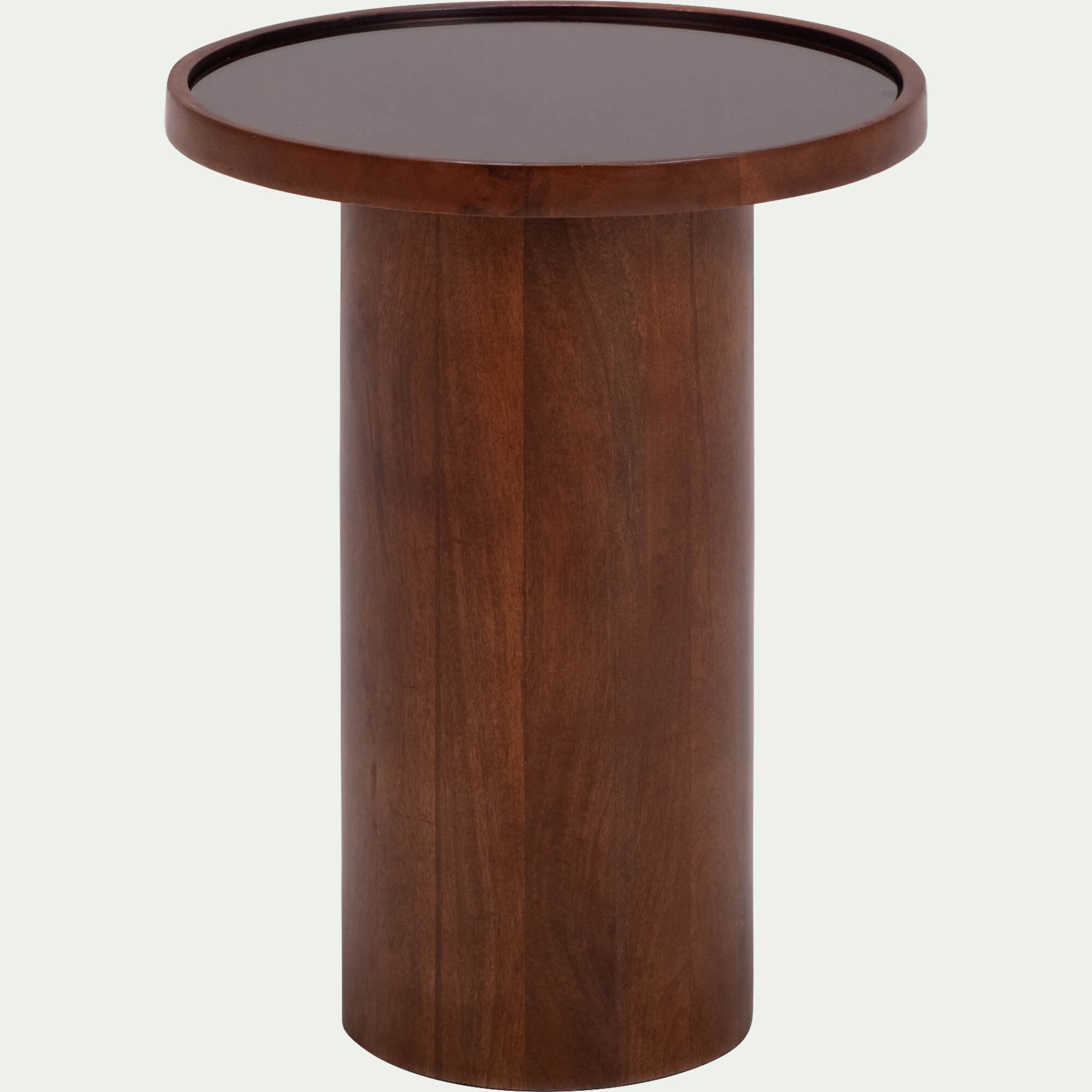 SARI - Bout de canapé en bois de manguier D38xH50cm - bois foncé